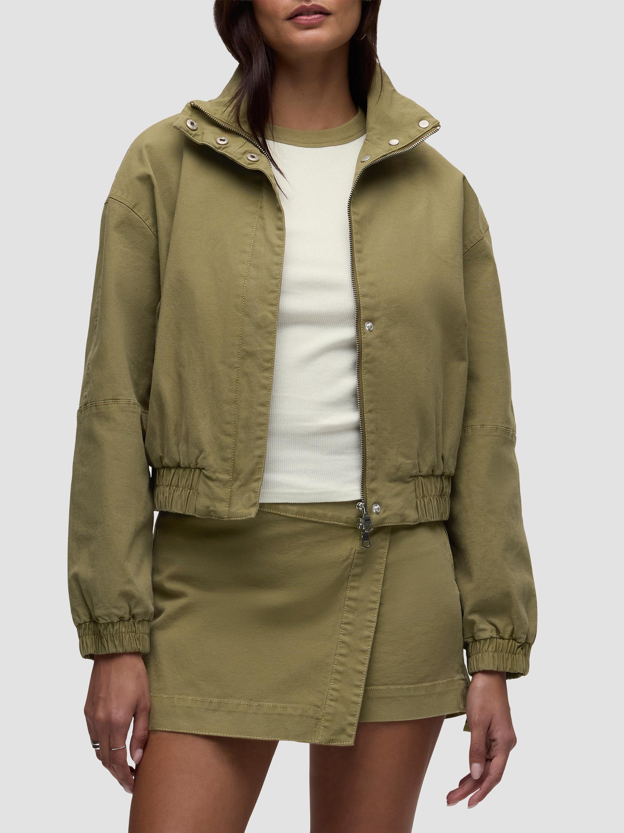 Hudson Jeans Women's Sporty Cotton-Blend Bomber Jacket - Dried Herb | Thumbnail 5