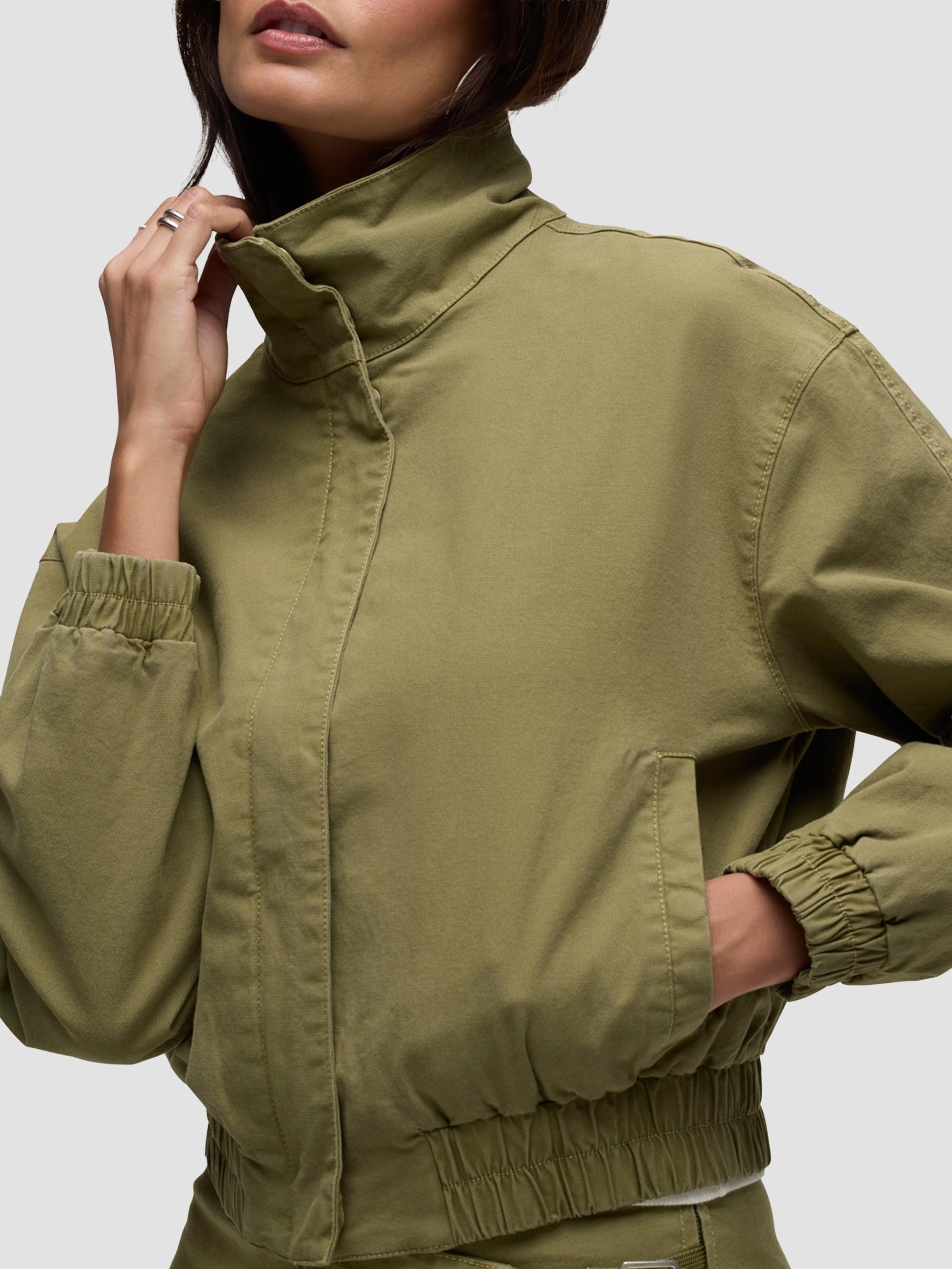 Hudson Jeans Women's Sporty Cotton-Blend Bomber Jacket - Dried Herb | Thumbnail 8