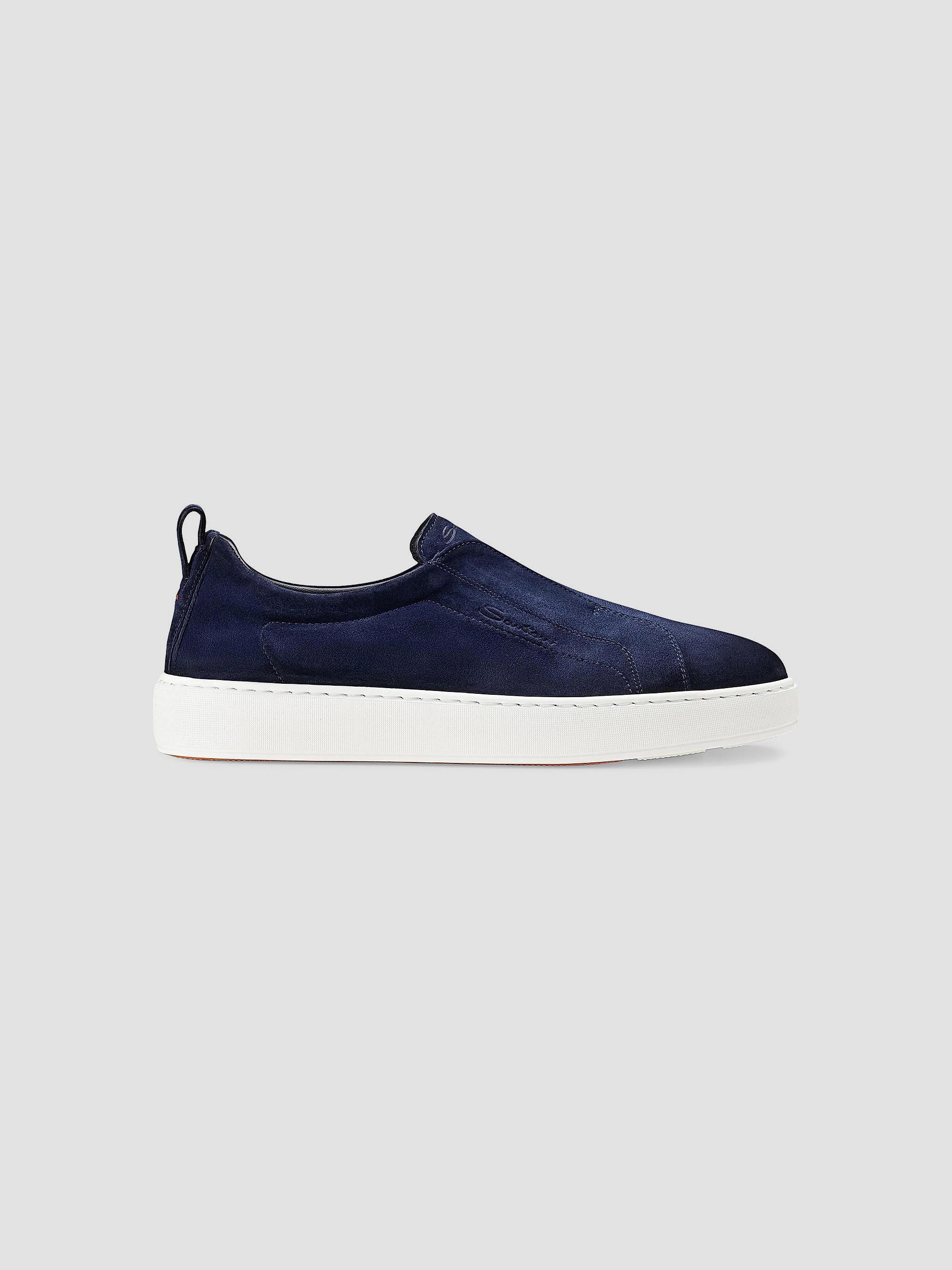 Santoni Men's Victory Suede Low-Top Sneakers - Blue | Thumbnail 7