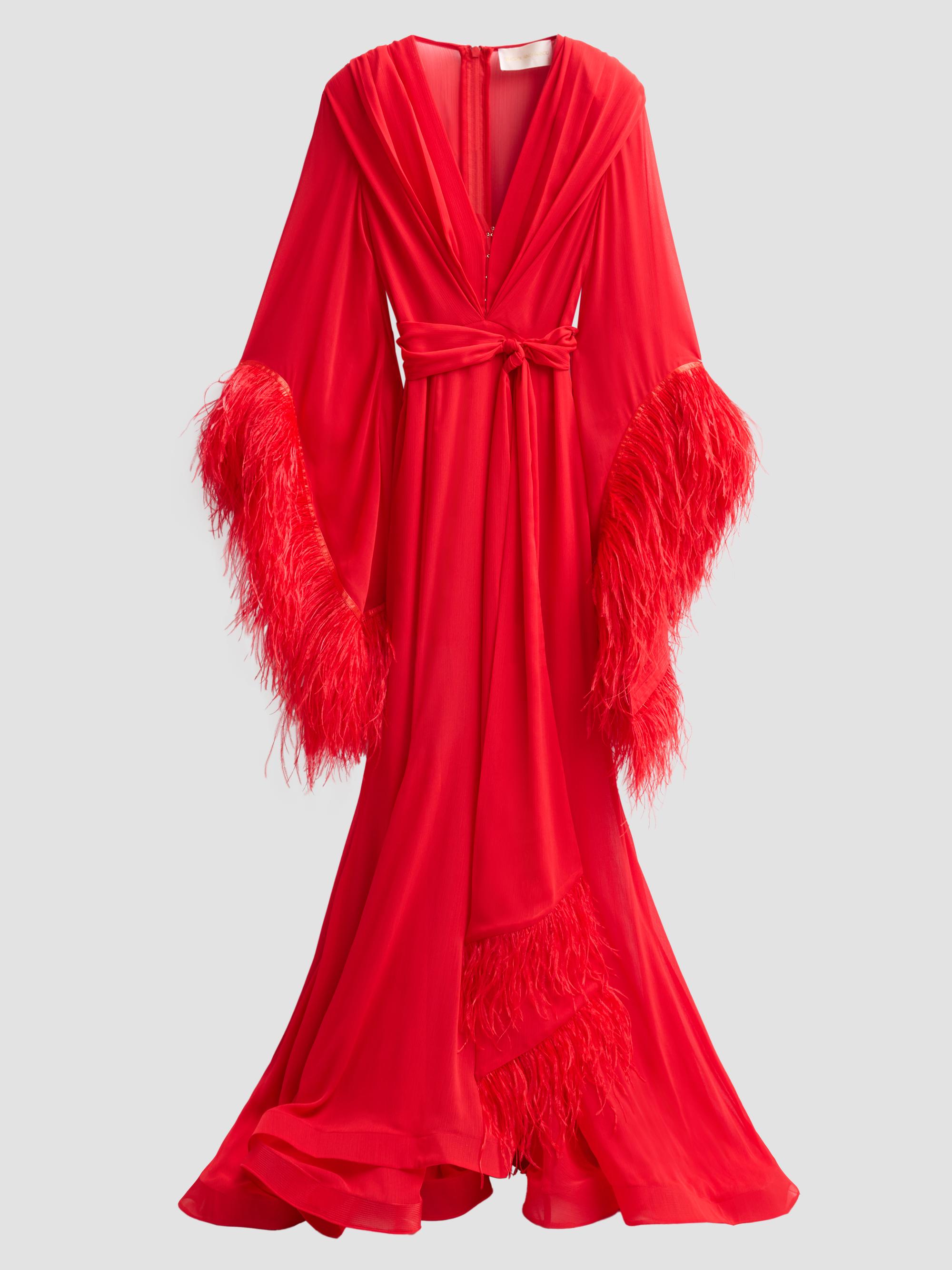 Bronx Banco Women's Geisha Ostrich Feather-Trim Gown - Flame | Thumbnail 6