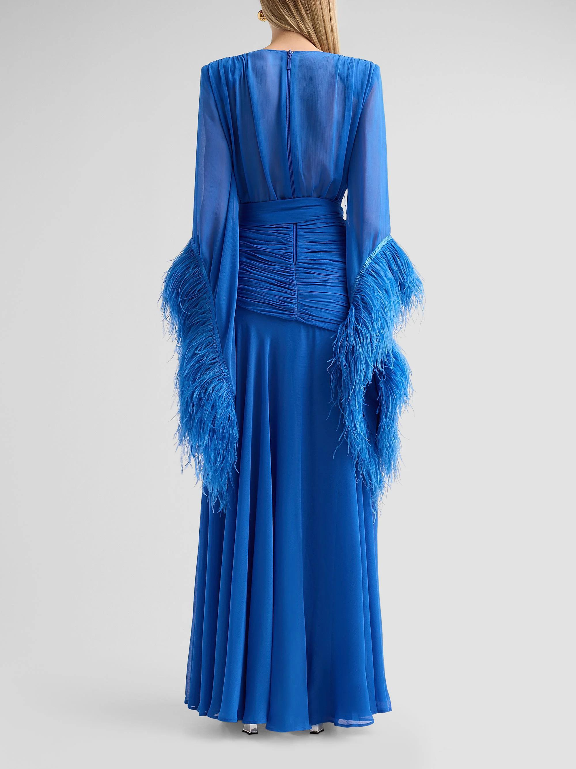 Bronx Banco Geisha Feather Cuff Draped Maxi Dress | Saks Fifth Avenue