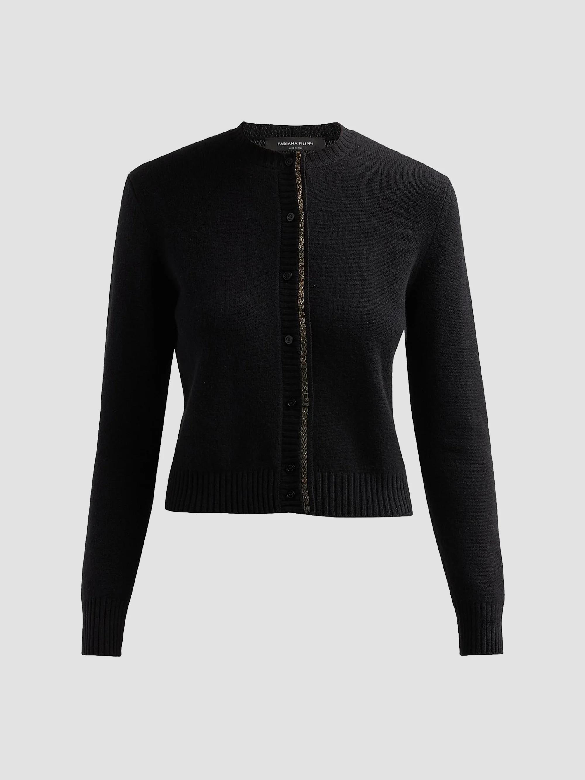 Fabiana Filippi Filo Diamanté Loop Houndstooth Jersey Boxy Jacket