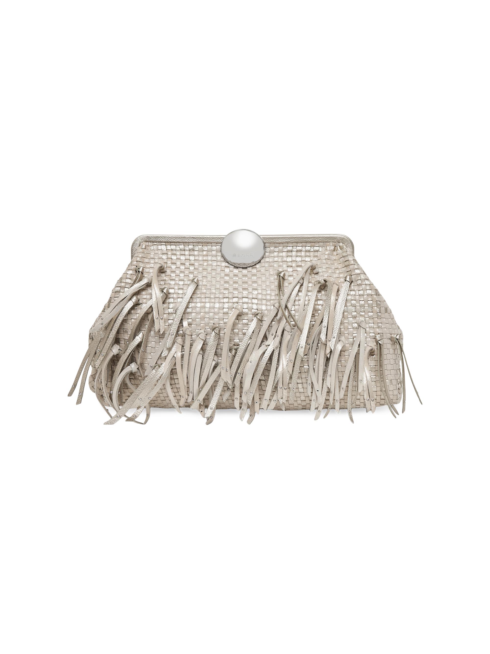 Aimee Kestenberg Women's Full Circle Novelty XL Clutch - Metallic Sand Woven