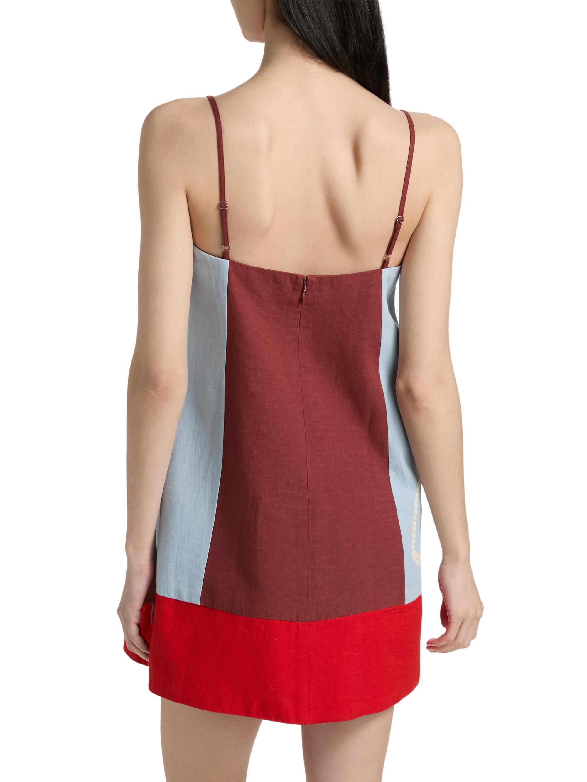 Tanya Taylor Women's Bianca Floral Colorblocked Cotton-Linen Minidress - Redwood Multi | Thumbnail 5