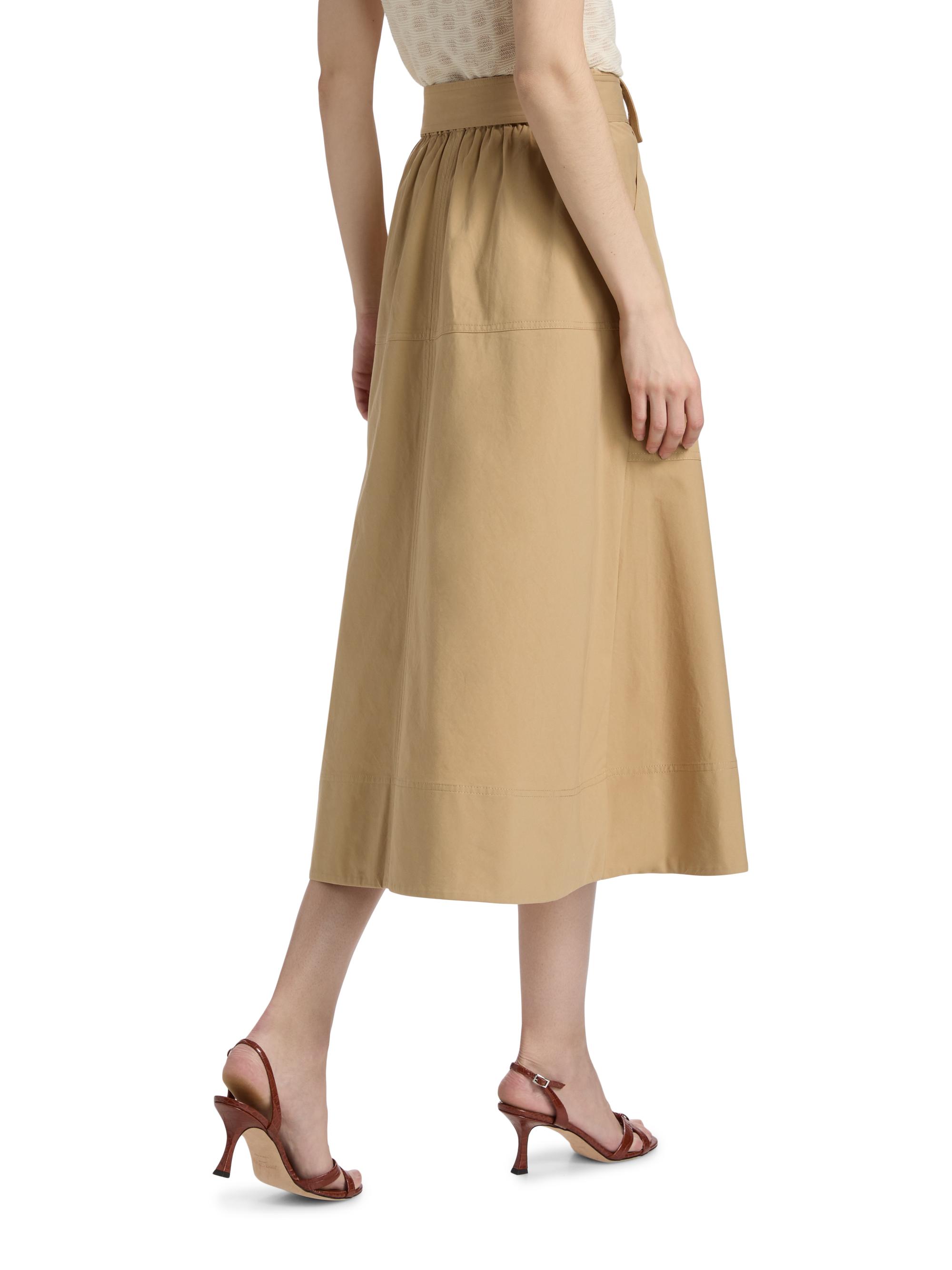 Tanya Taylor Women's Brinson Tie-Waist Cotton Twill A-Line Midi-Skirt - Dark Khaki | Thumbnail 5