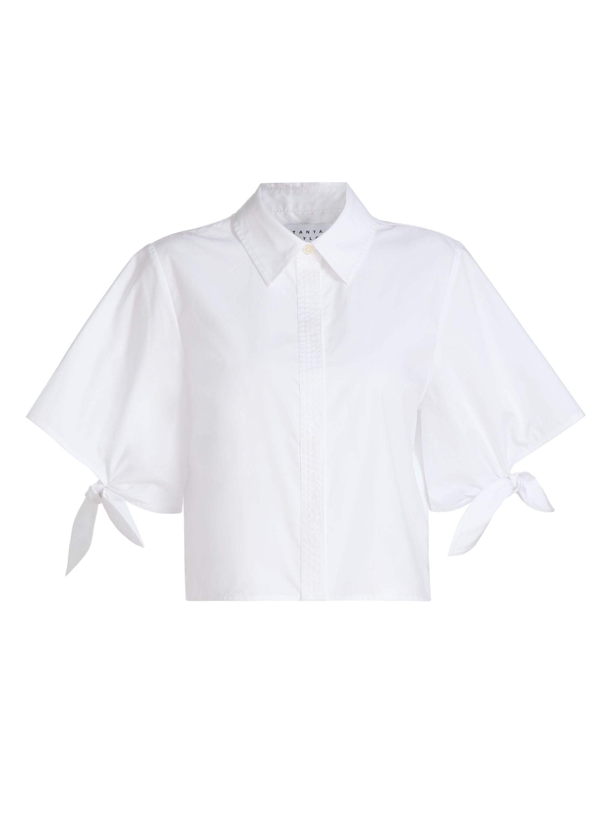 Tanya Taylor Women's Corinna Point Collar Cotton Top - Optic White