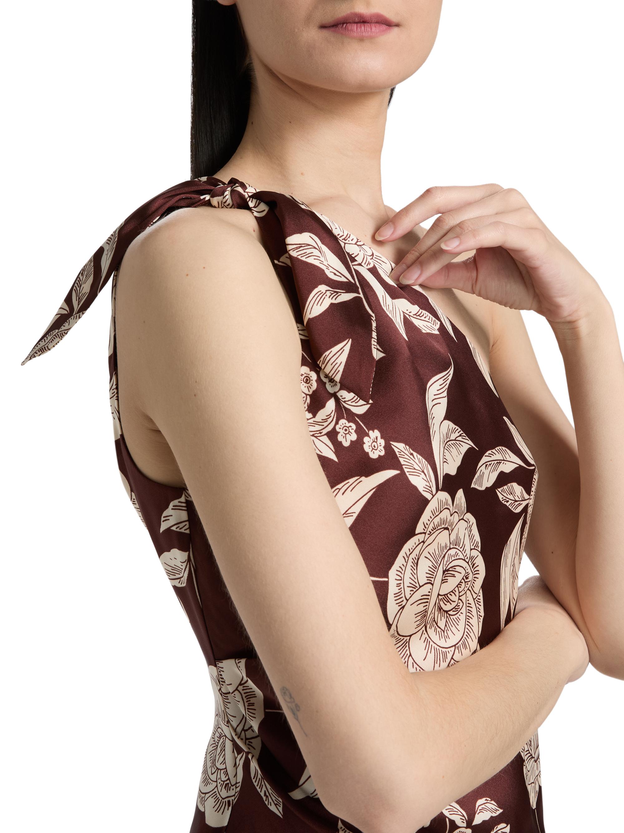 Tanya Taylor Women's Brigid Printed Satin One-Shoulder Top - Deep Redwood Multi | Thumbnail 6