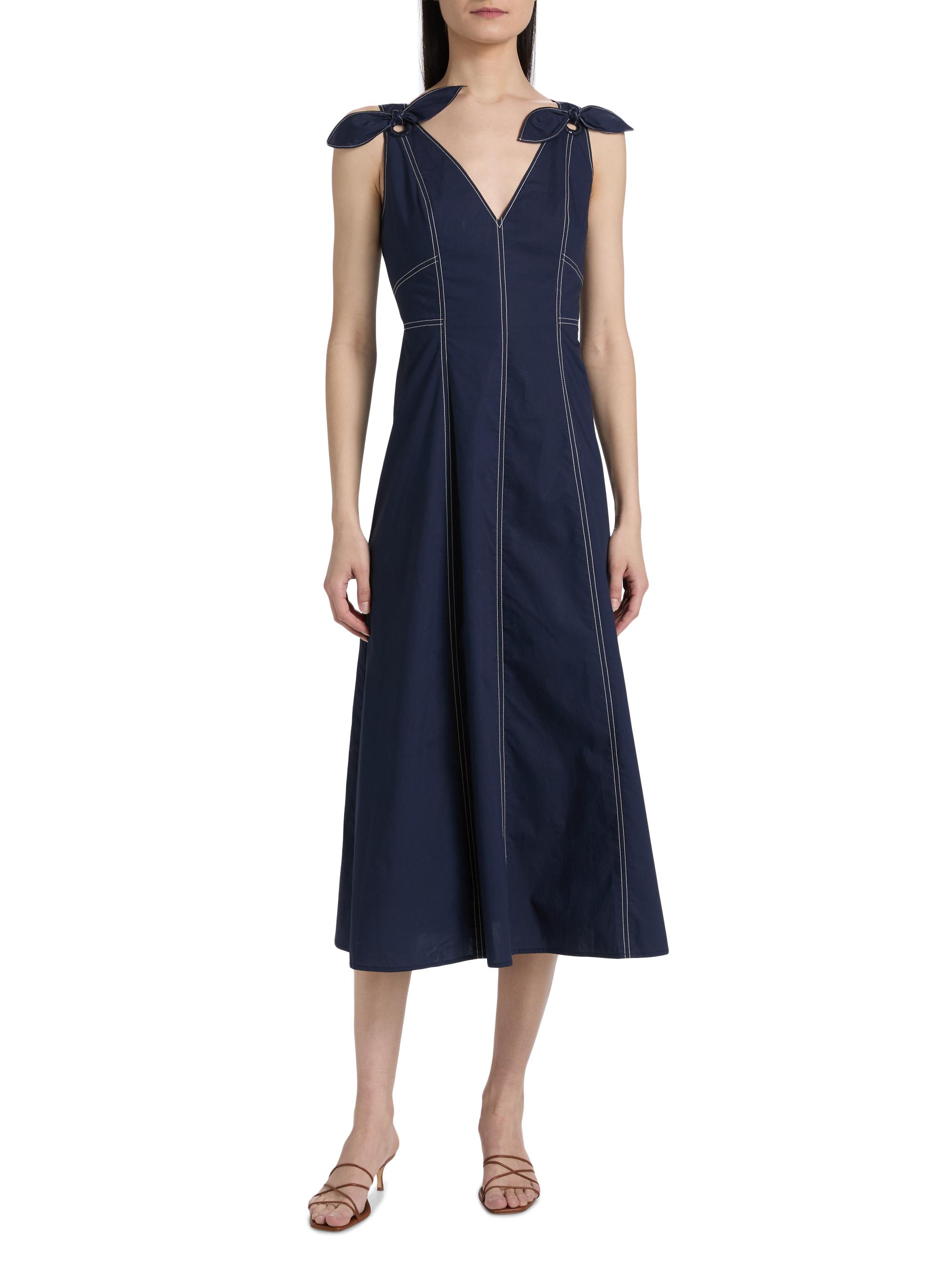 Tanya Taylor Women's Caprice Cotton Denim A-Line Midi-Dress - Maritime Blue | Thumbnail 3