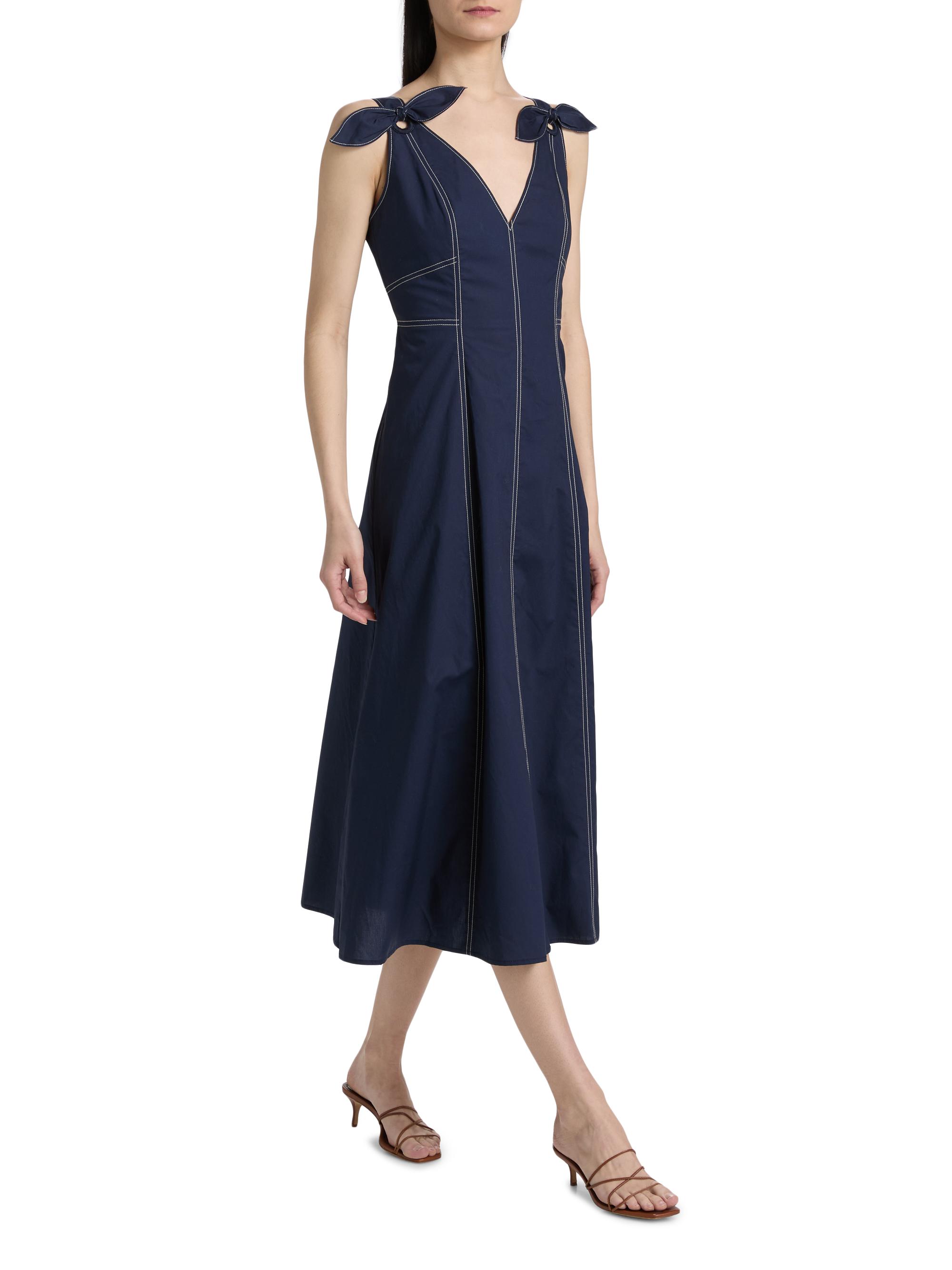 Tanya Taylor Women's Caprice Cotton Denim A-Line Midi-Dress - Maritime Blue | Thumbnail 4