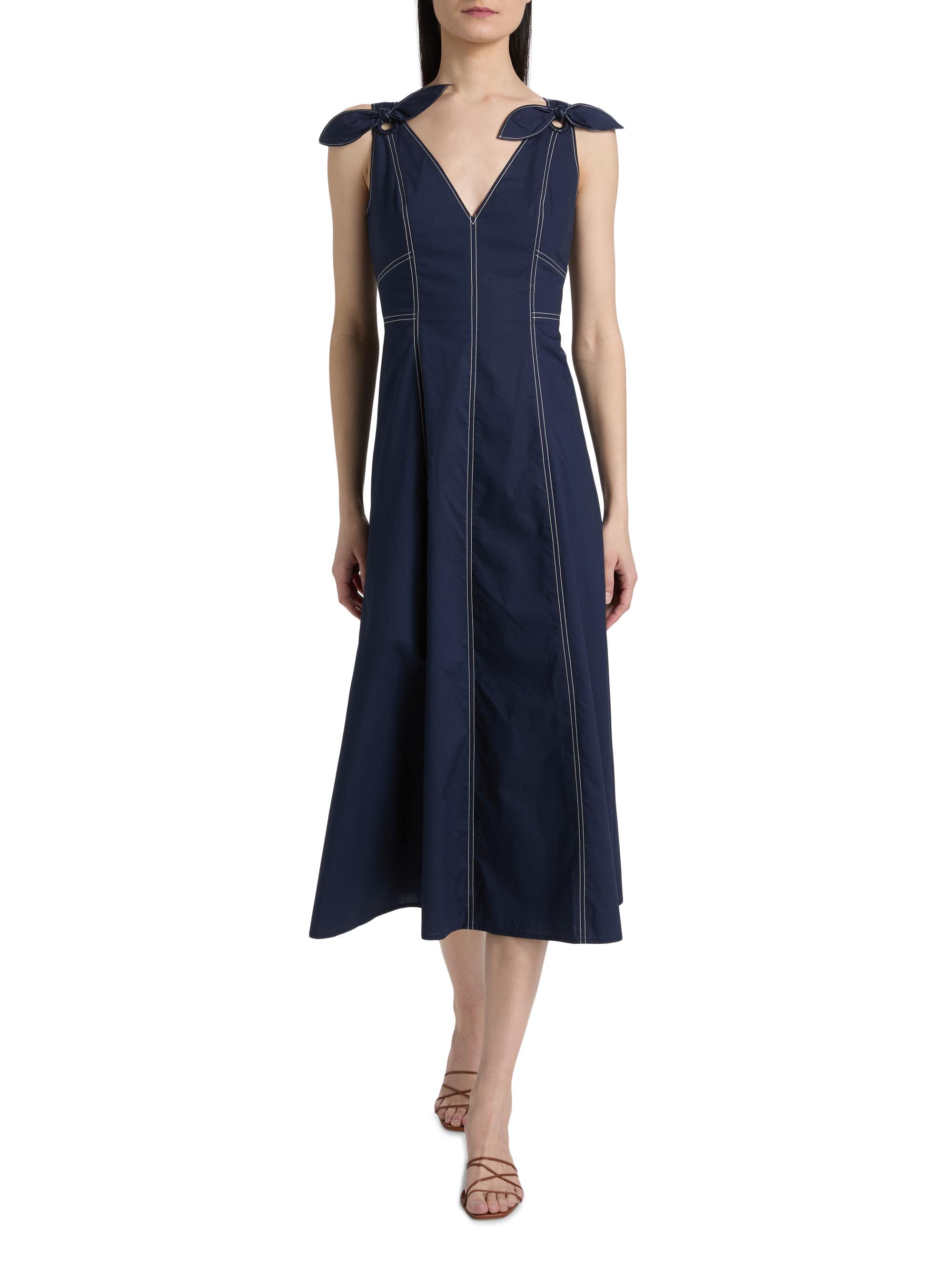 Tanya Taylor Women's Caprice Cotton Denim A-Line Midi-Dress - Maritime Blue | Thumbnail 2