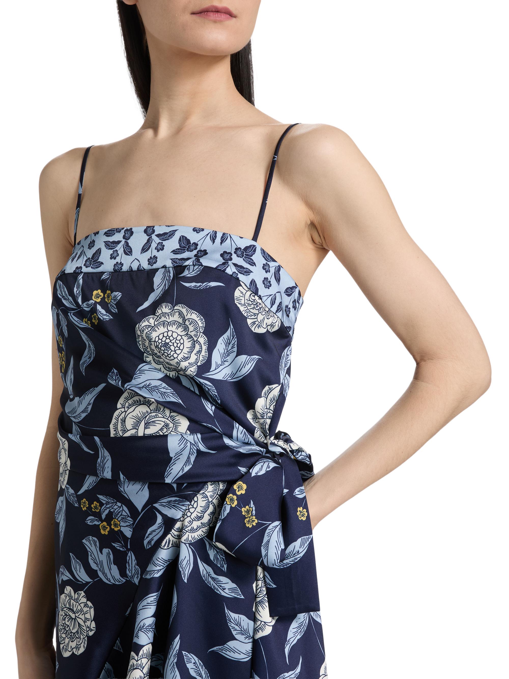 Tanya Taylor Women's Antona Floral Crepe Wrap-Waist Minidress - Maritime Blue Multi | Thumbnail 6