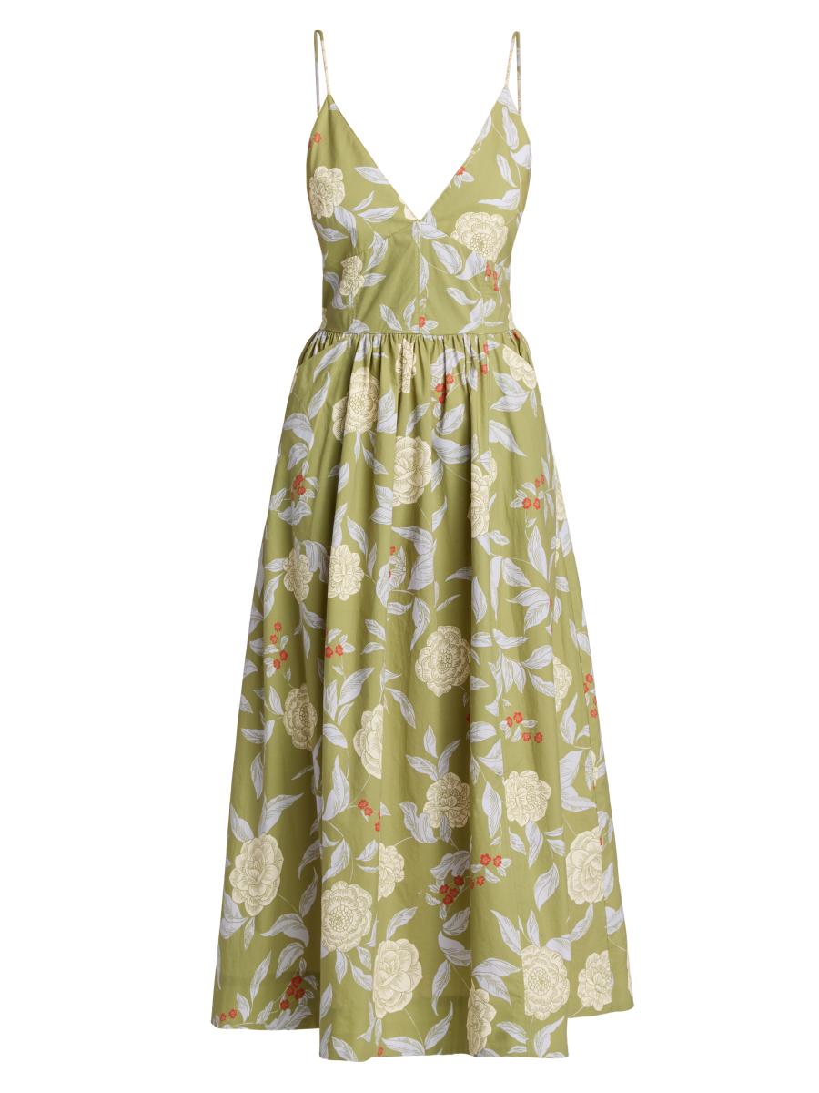 Tanya Taylor Women's Vivien Botanical Midi-dress In Artichoke Lilac Multi