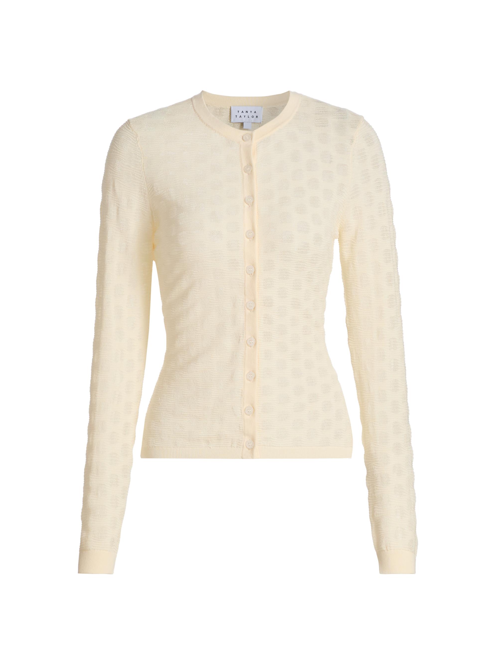 Tanya Taylor Women's Tori Polka Dot Cotton Cotton-Blend Cardigan - Cream