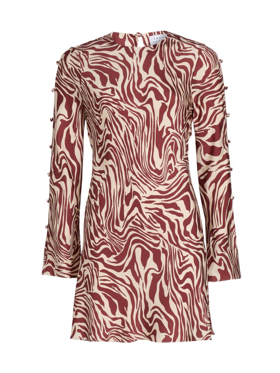 Tanya Taylor Women's Demi Button Sleeve Minidress In Redwood Cream Multi
