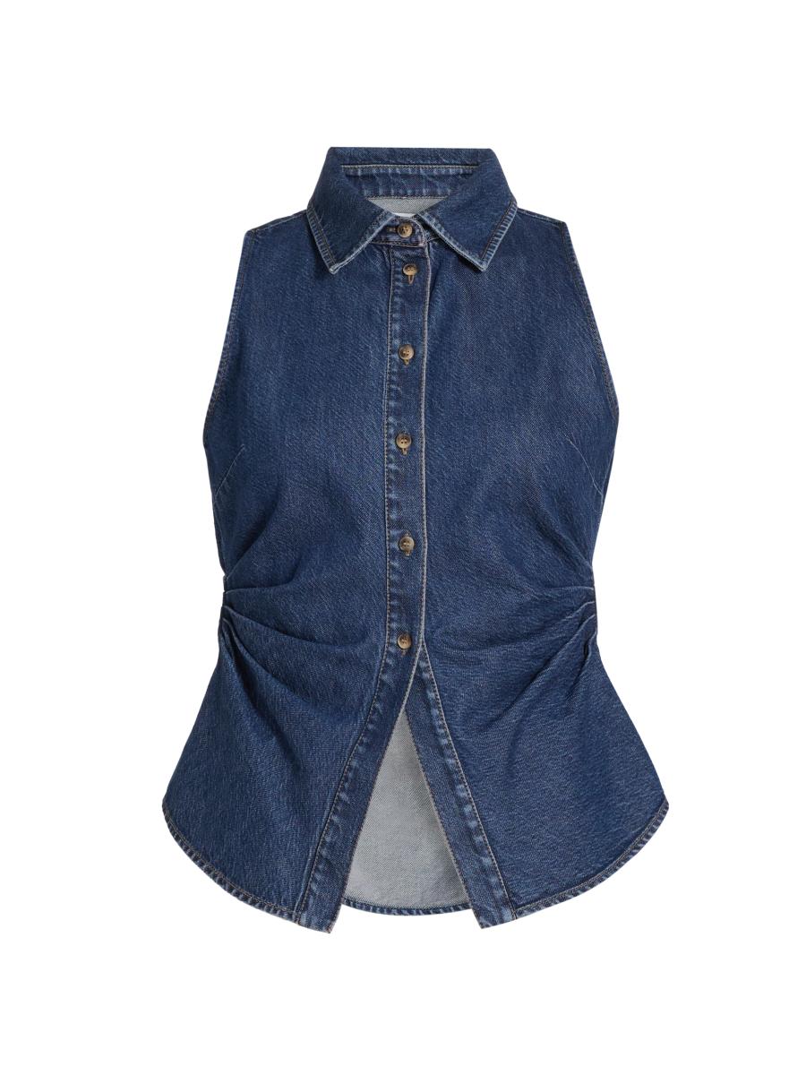 Tanya Taylor Women's Hanelle Sleeveless Denim Top In Classic Indigo Blue