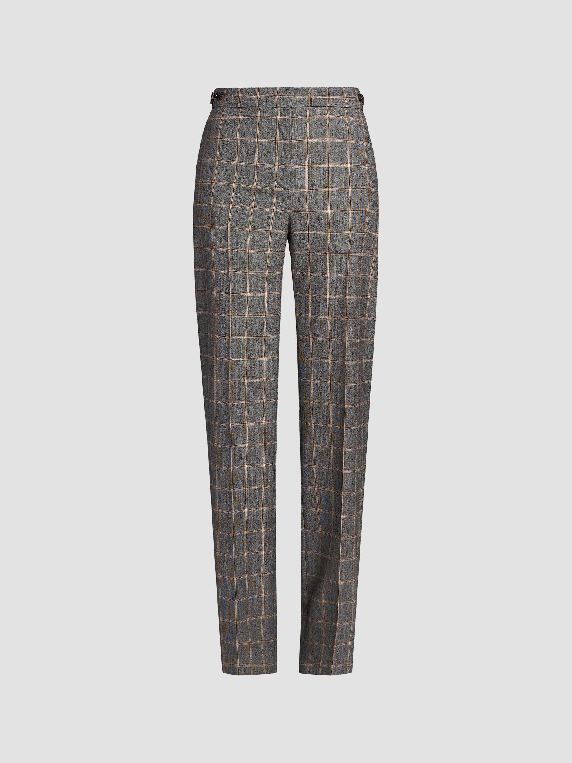 Stella McCartney Women's Tailored Check Wool Slim Pants - Grey Melange | Thumbnail 7