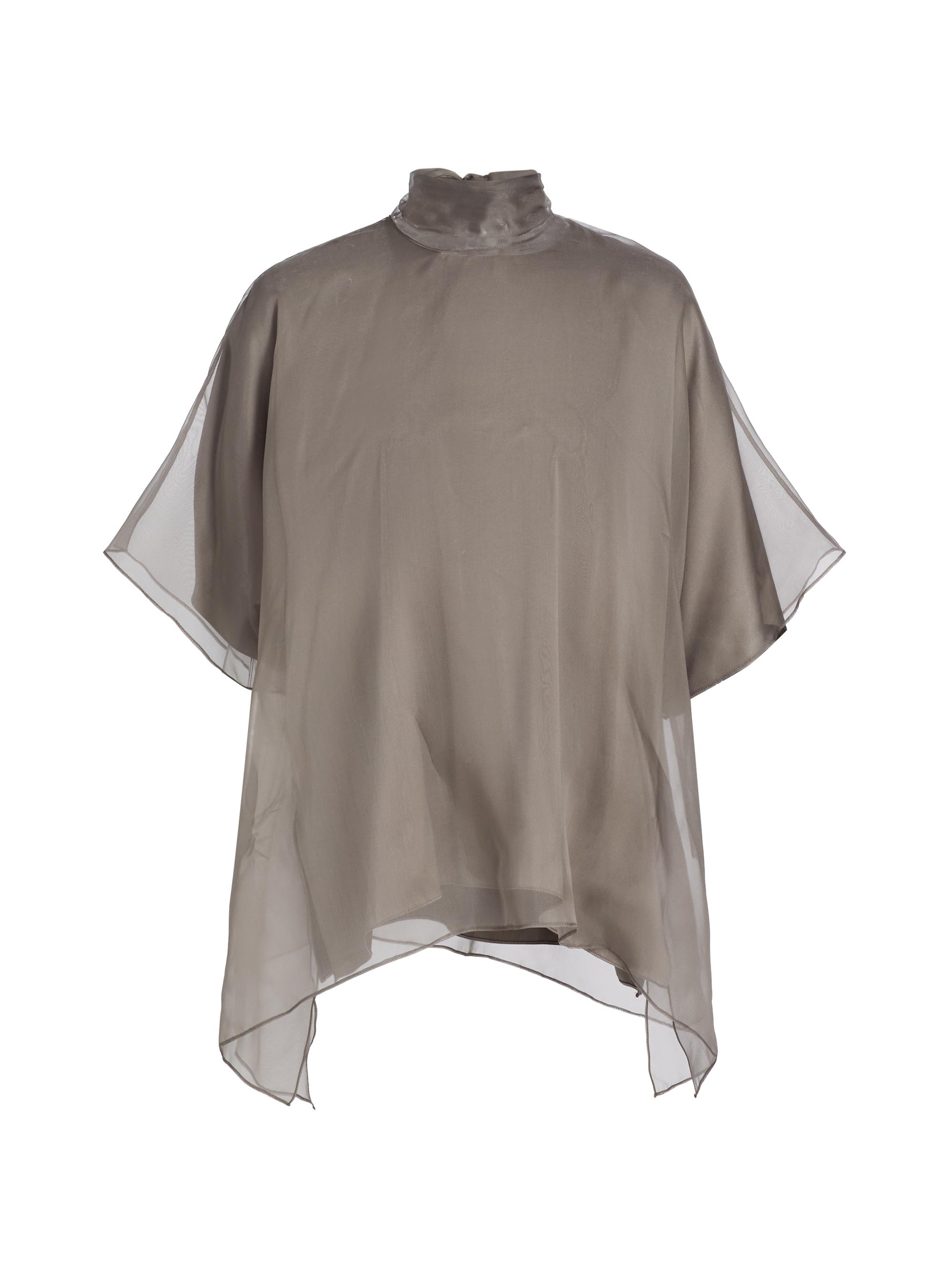 Brandon Maxwell Women's The Cali Silk Organza Blouse - Smoke | Thumbnail 8