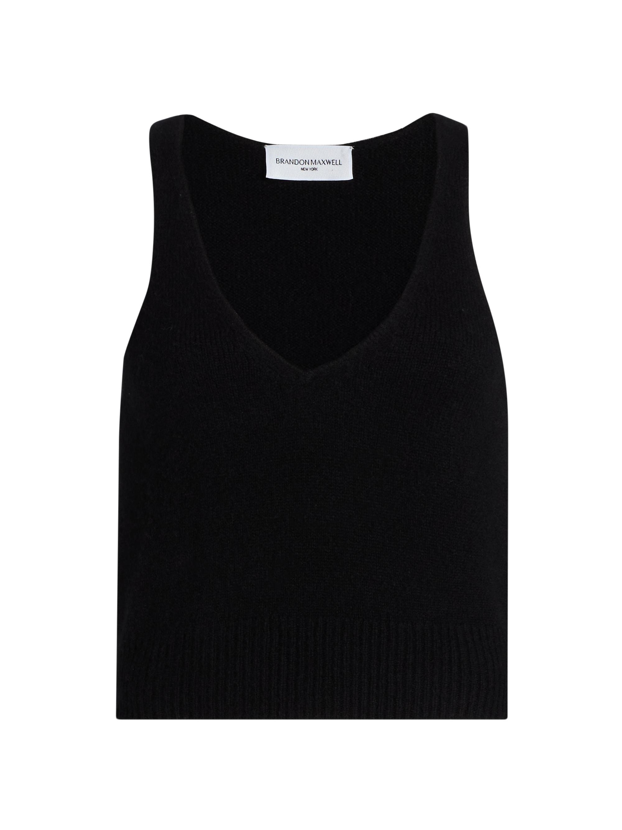 Brandon Maxwell Women's The Reese V-Neck Knit Tank - Black | Thumbnail 8