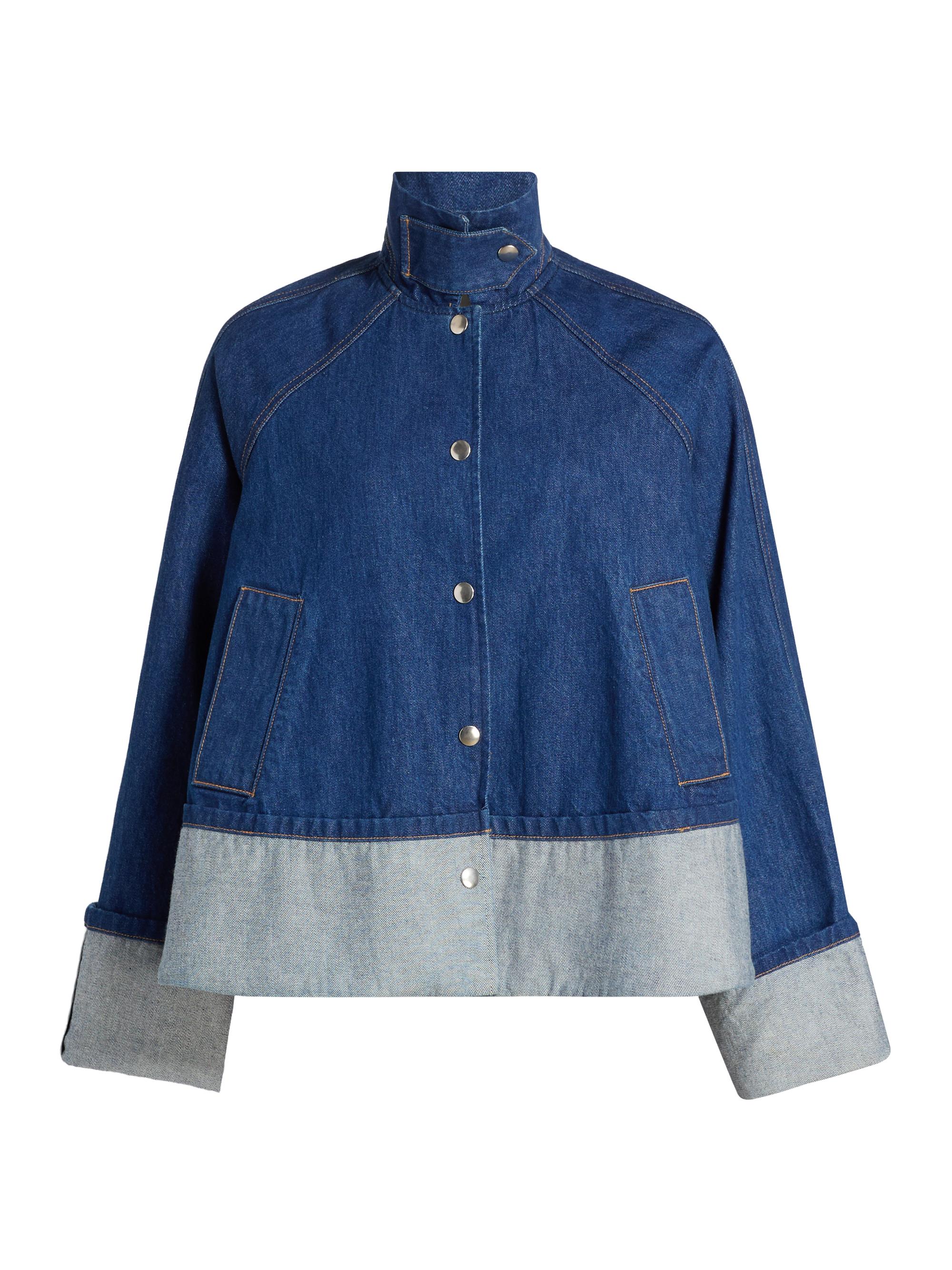 Brandon Maxwell Women's The Wells Trapeze Denim Jacket - Indigo | Thumbnail 8