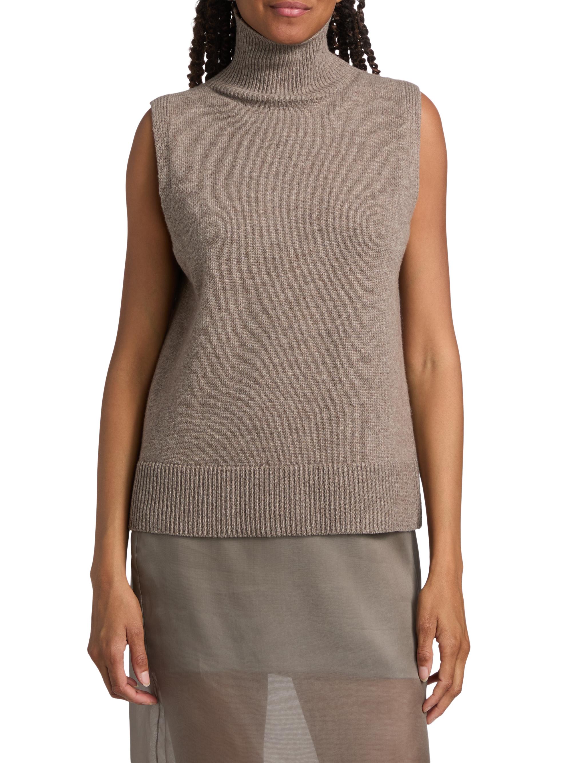Brandon Maxwell Women's The Bruno Sleeveless Wool-Cashmere Vest - Truffle | Thumbnail 3