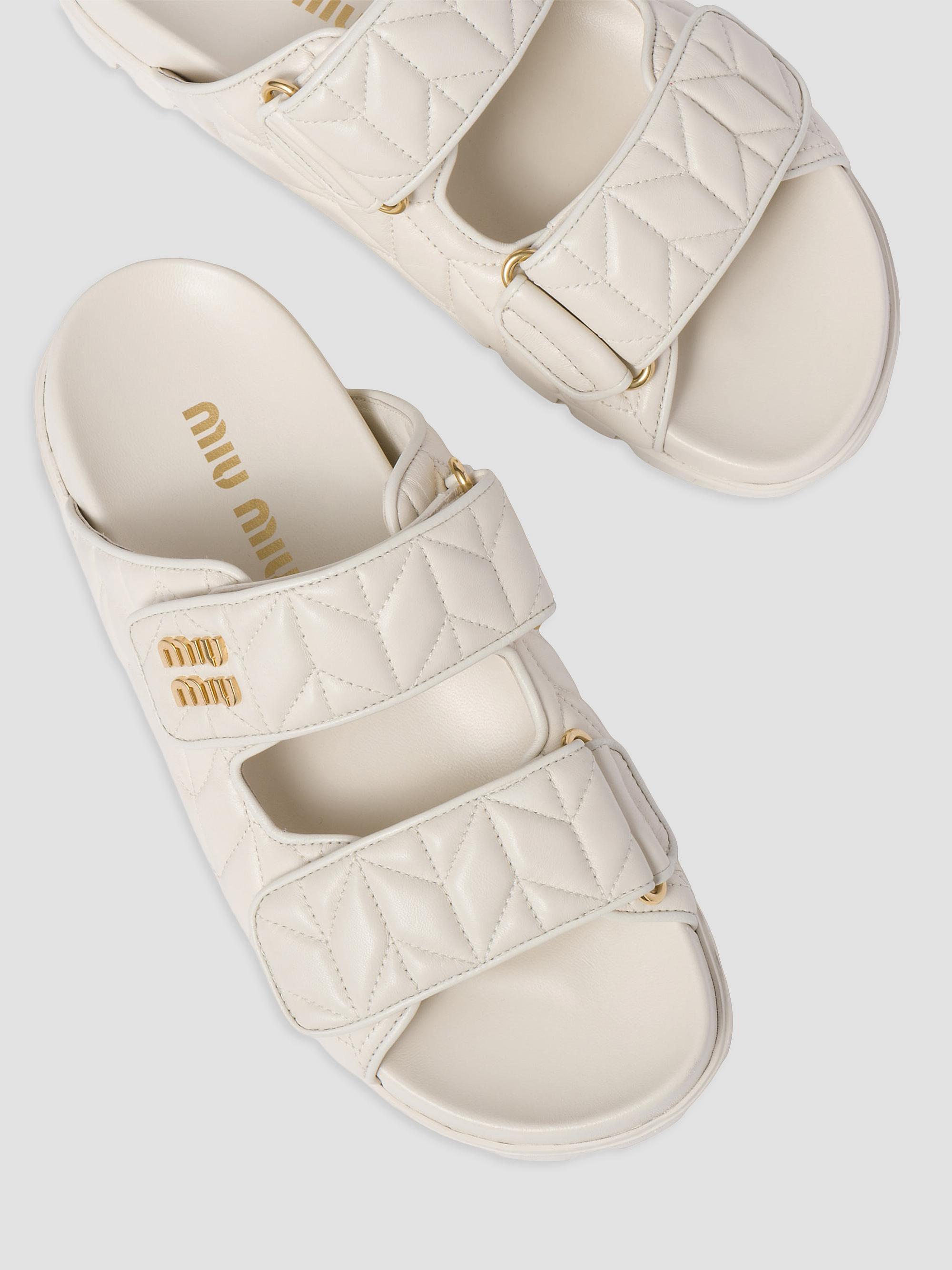 Miu Miu Matelassé Nappa Leather Slides | Saks Fifth Avenue