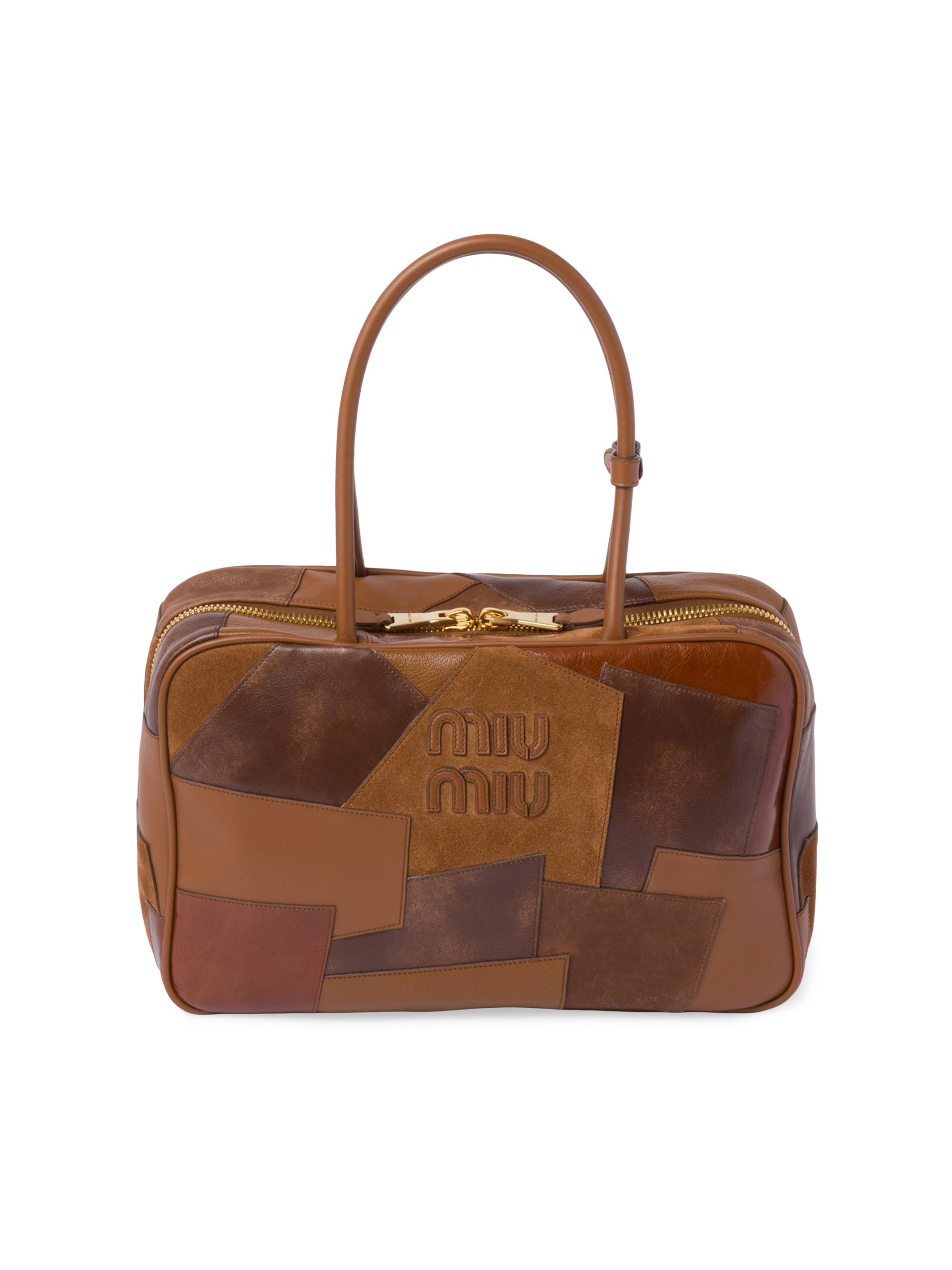 Miu Miu Women's Leather Patchwork Beau Top Handle Bag - Brown