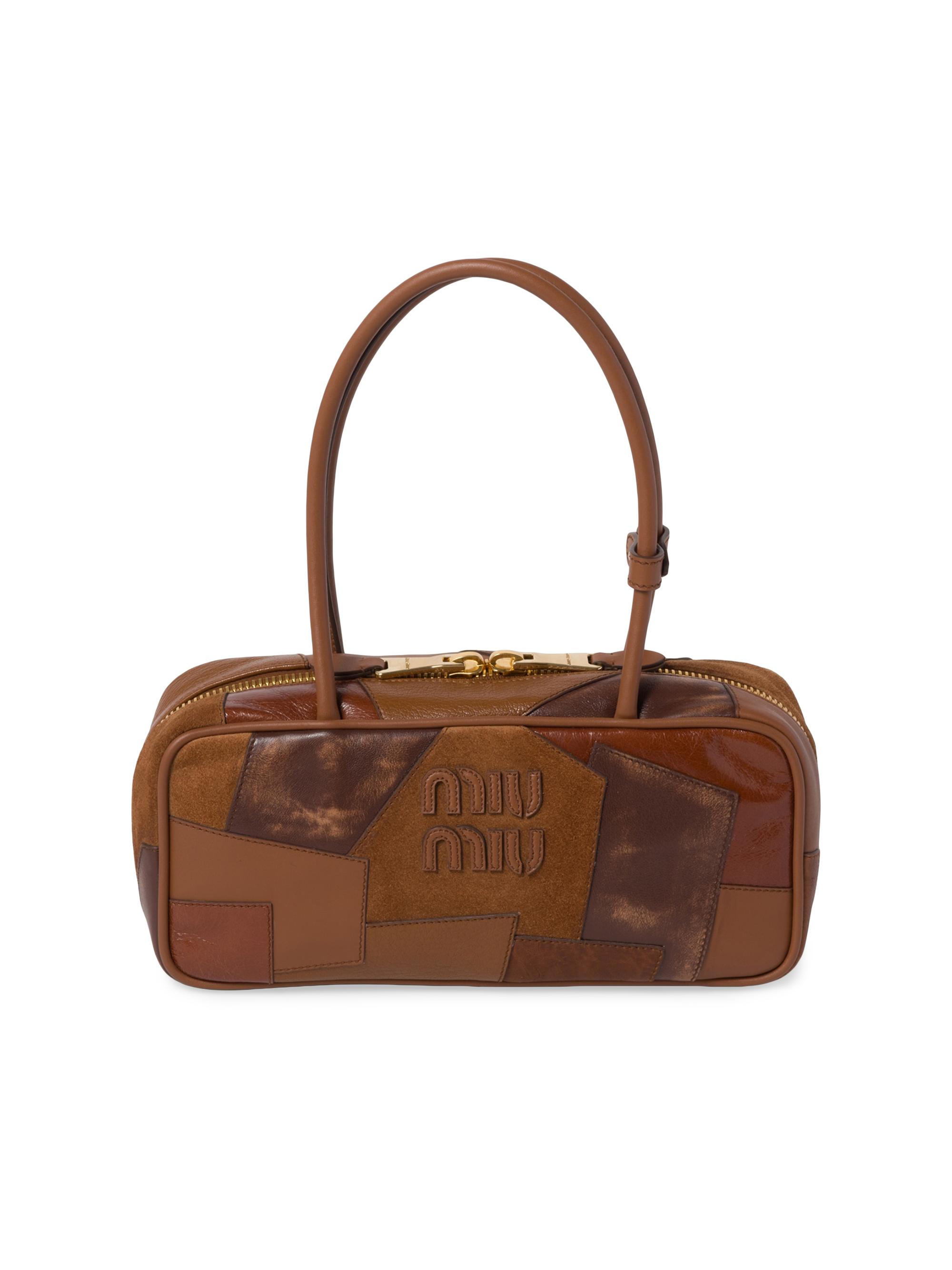 Miu Miu Women's Beau Leather Patchwork Top Handle Bag - Brown