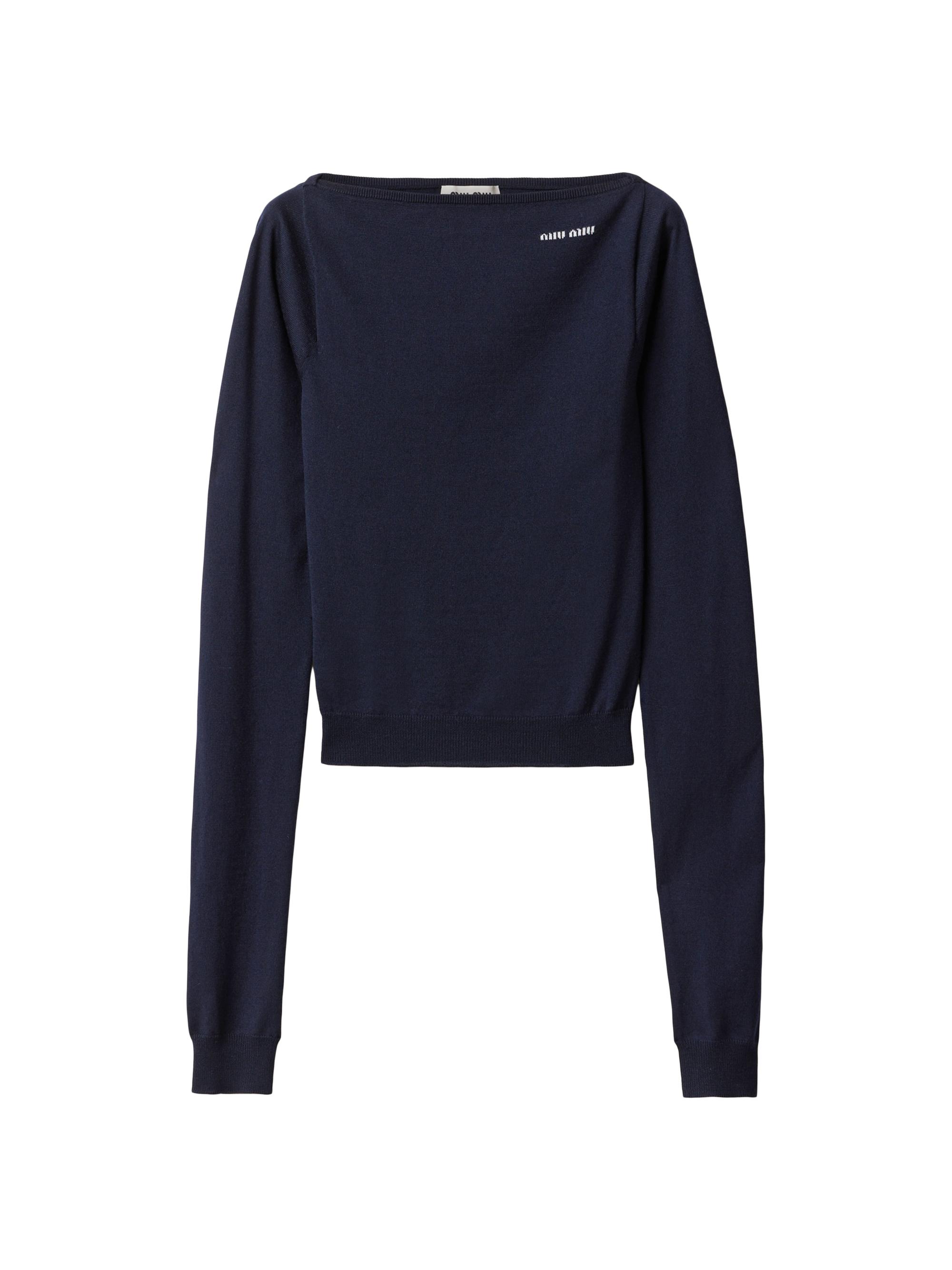 Miu Miu Women's Wool Boat-Neck Sweater - Blue