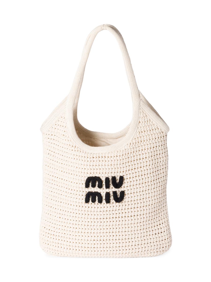 Miu Miu Ivy Raffia-Effect Woven Tote Bag | Saks Fifth Avenue
