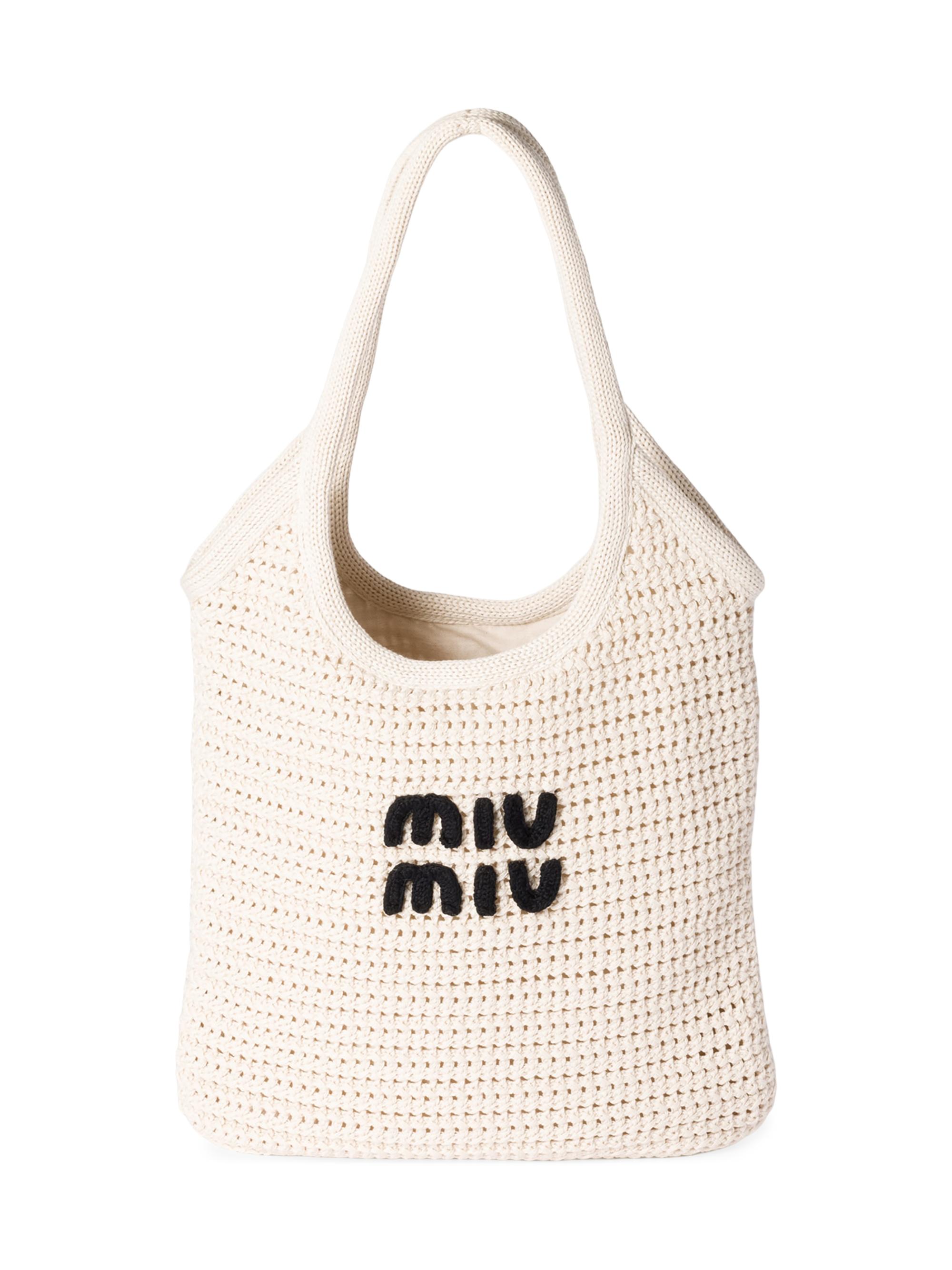 Miu Miu Women's Ivy Raffia-Effect Woven Tote Bag - Brown
