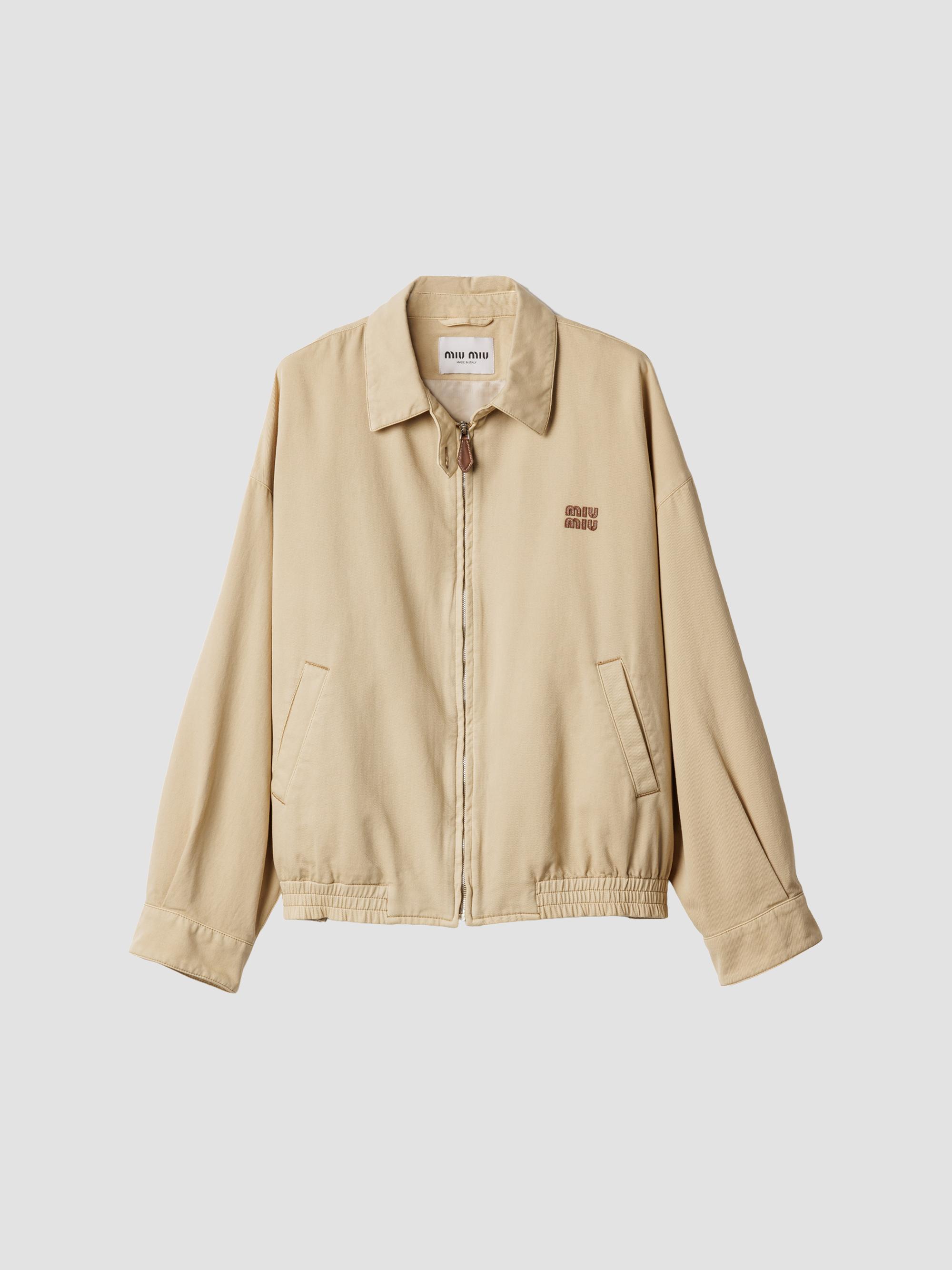 Miu Miu Women's Light Denim Blouson Jacket - Beige Khaki | Thumbnail 8