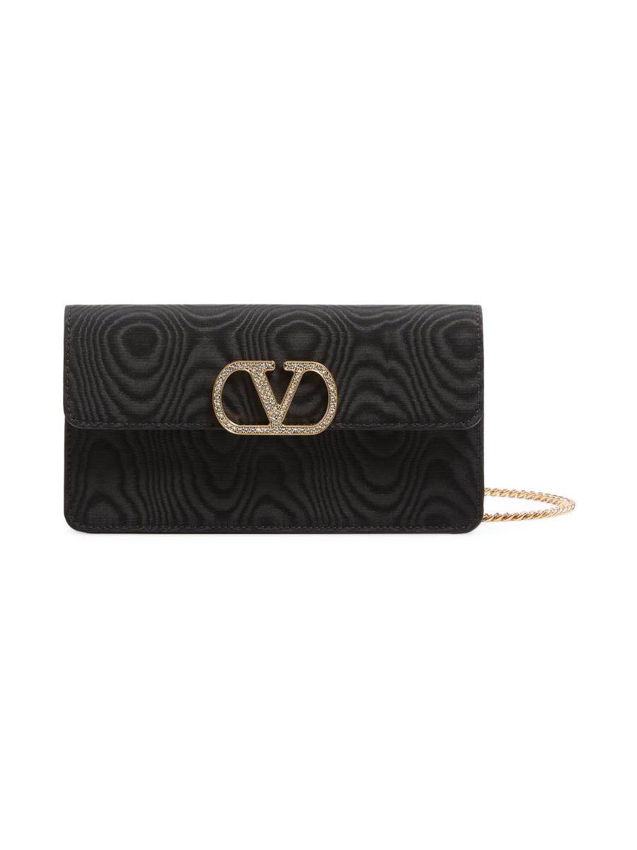 Valentino Garavani VLogo Signature Chain Wallet in Moiré Fabric