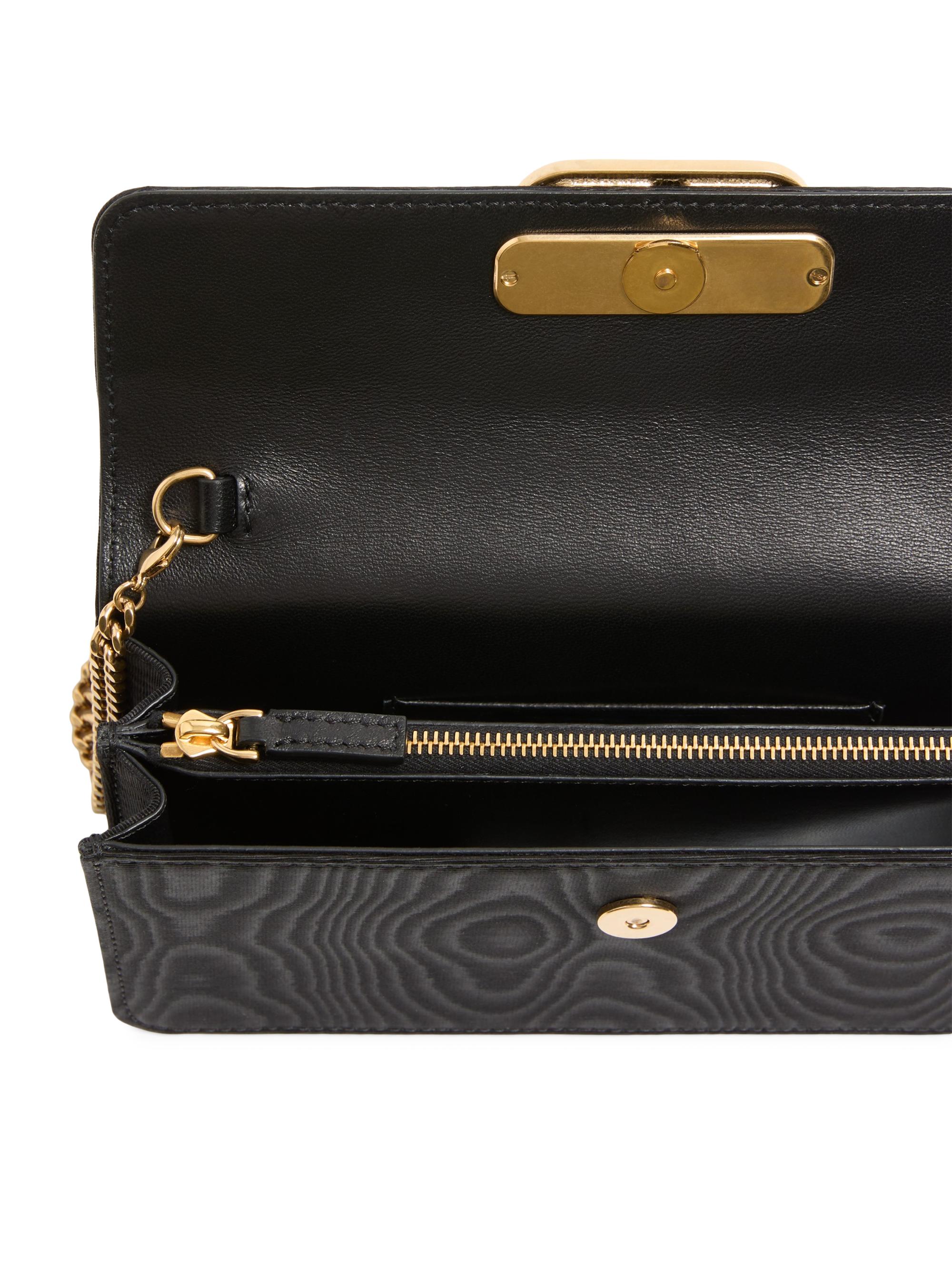 Valentino Garavani Women's VLogo Signature Chain Wallet in Moiré Fabric - Black | Thumbnail 5