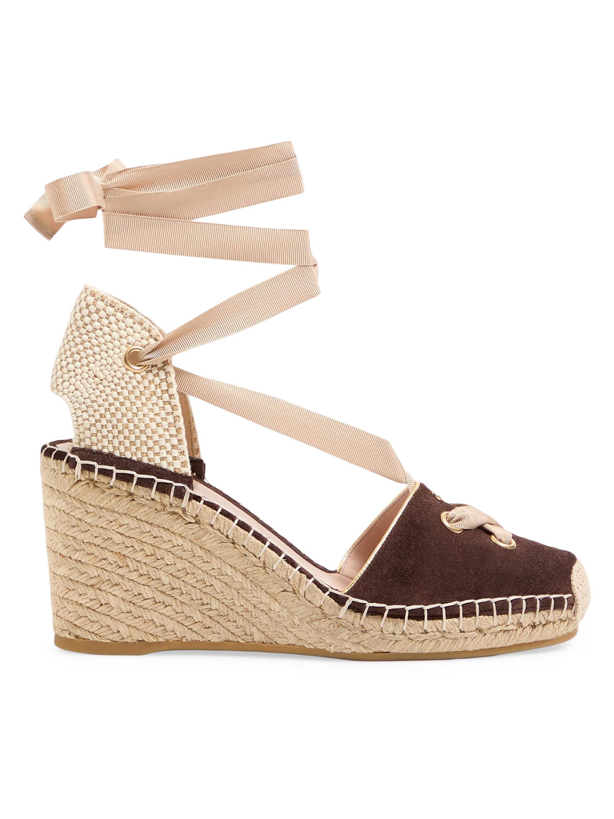 Valentino Garavani Women's Resort 75MM Wedges in Split Leather - Ebony - Women's Clothing