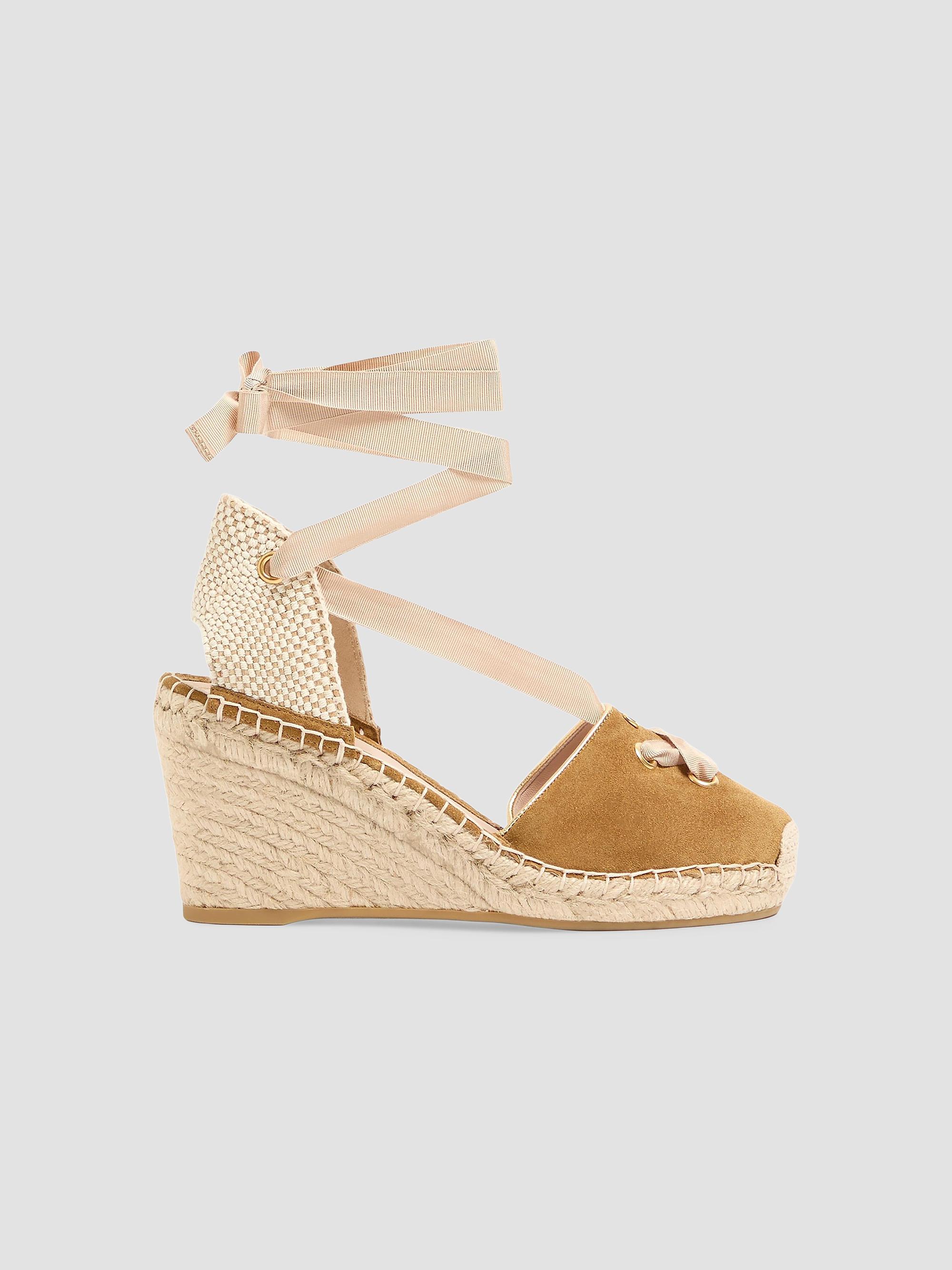 Valentino Garavani Women's Resort 75MM Wedges in Split Leather - Havana Beige | Thumbnail 8