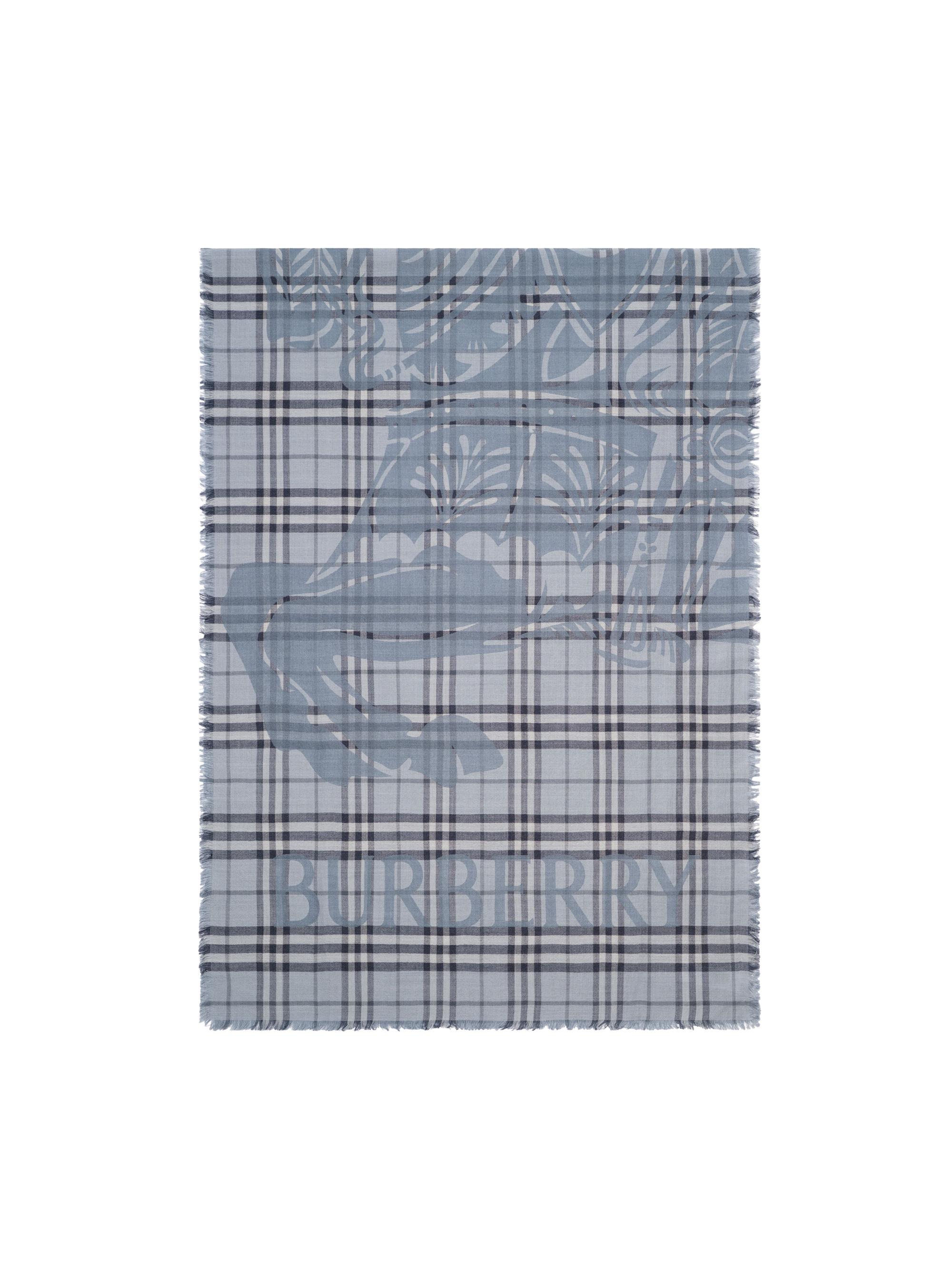 Burberry Men's EKD Check Wool-Silk Wide Scarf - Bank Blue