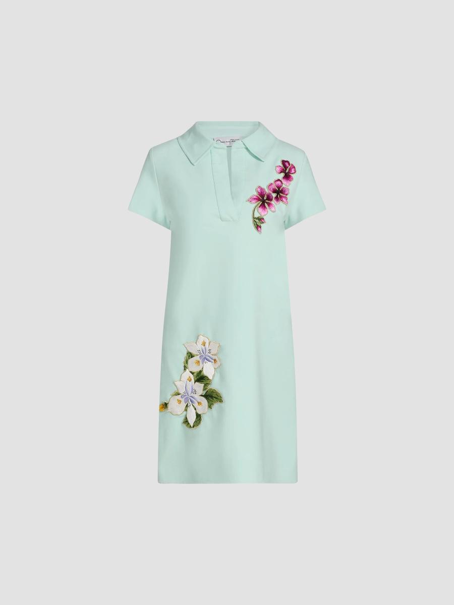 Oscar de la Renta Embroidered Wool Shift Minidress | Saks Fifth Avenue