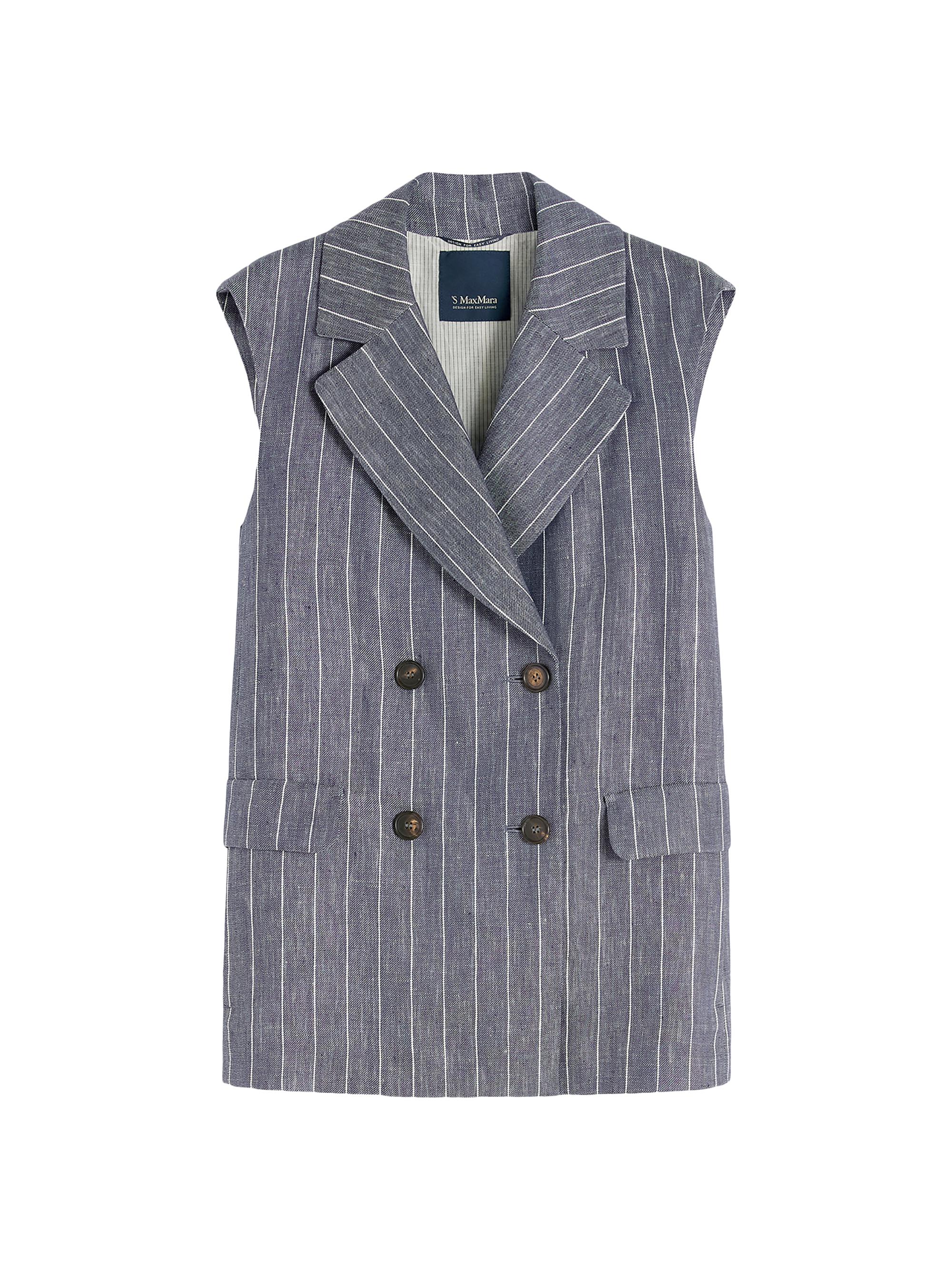 Max Mara Women's Pinstriped Linen Batavia Gilet with Denim Effect - Ultramarine