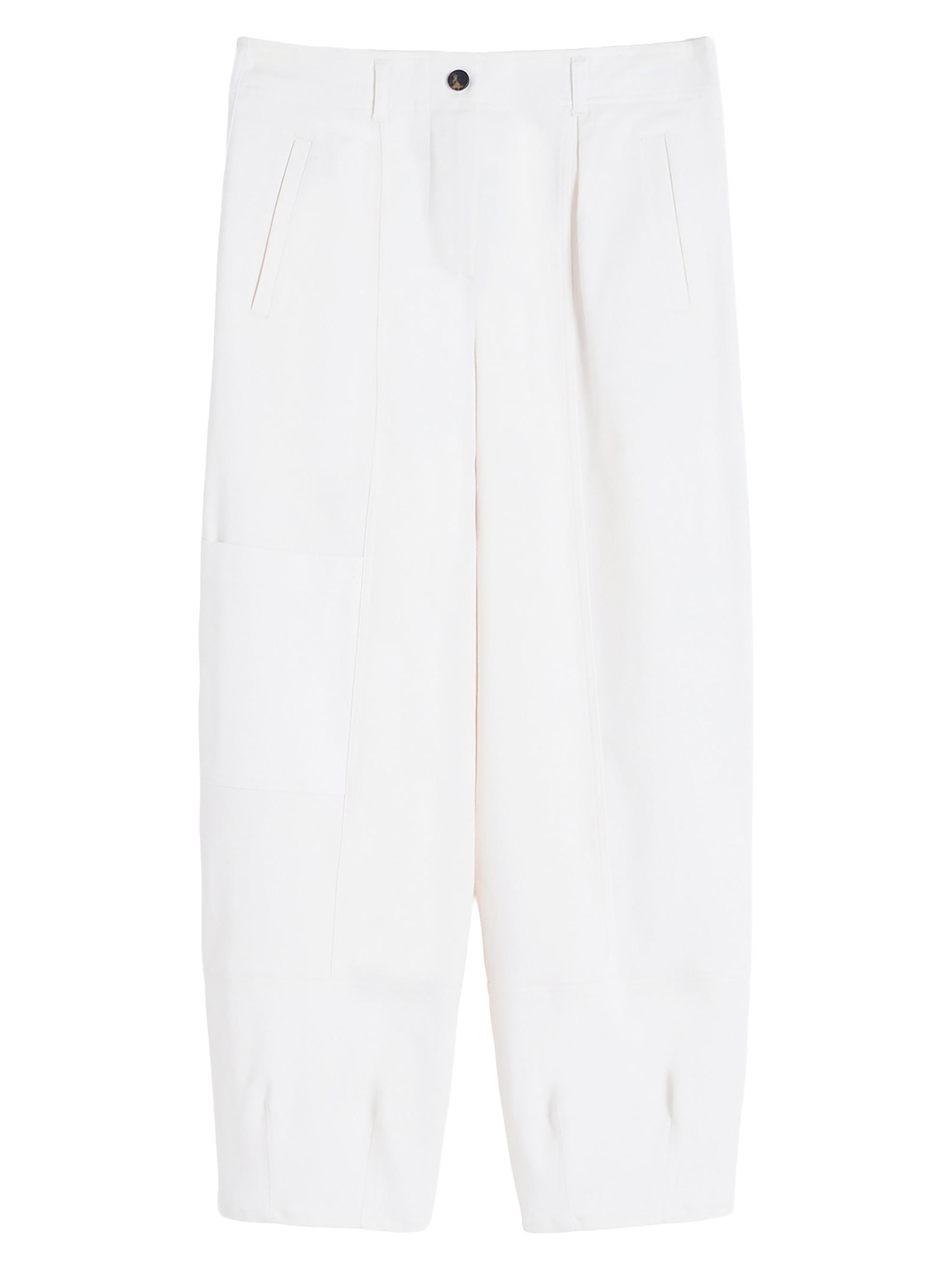 Max Mara Women's Cotton Bull Denim Cargo Trousers - Optical White
