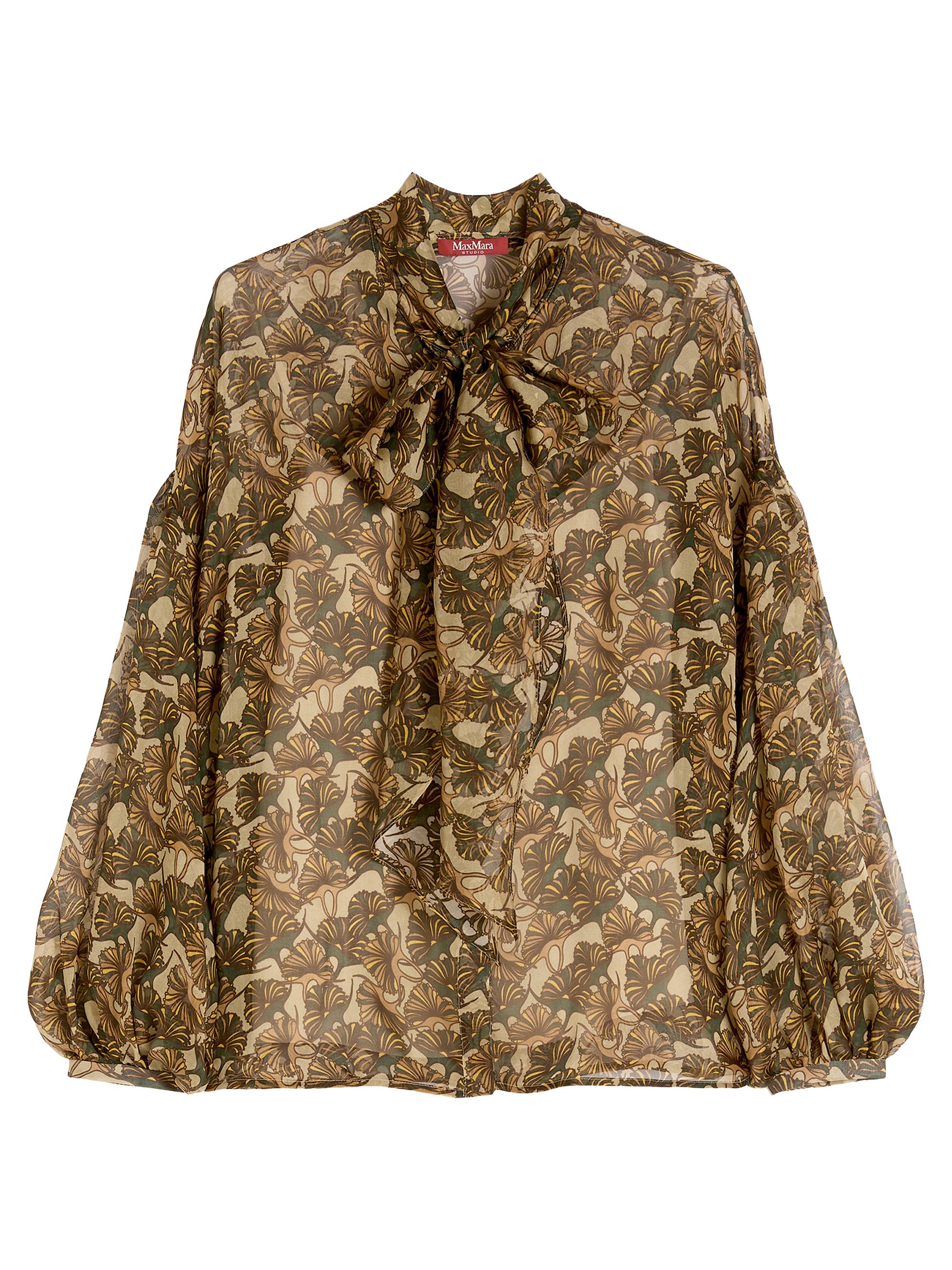 Max Mara Women's Printed Silk Chiffon Blouse - Natural