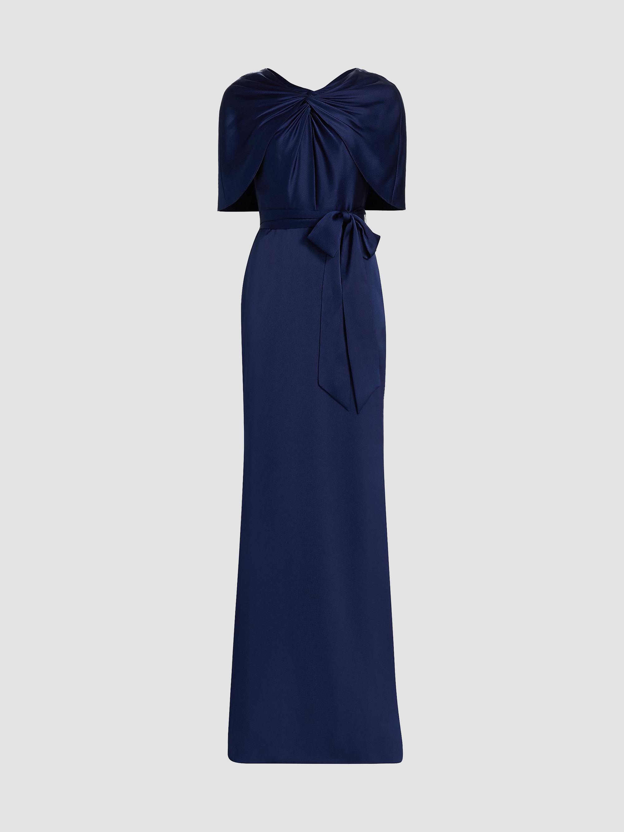 badgley mischka blue bow dress Badgley Mischka Strapless Bow Gown
