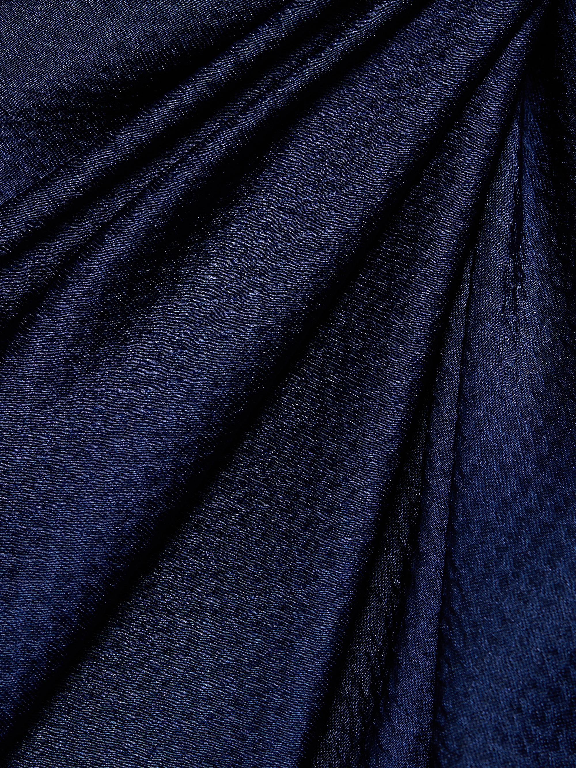 Badgley Mischka Women's Hammered Satin Cape Sleeve Gown - Navy | Thumbnail 7