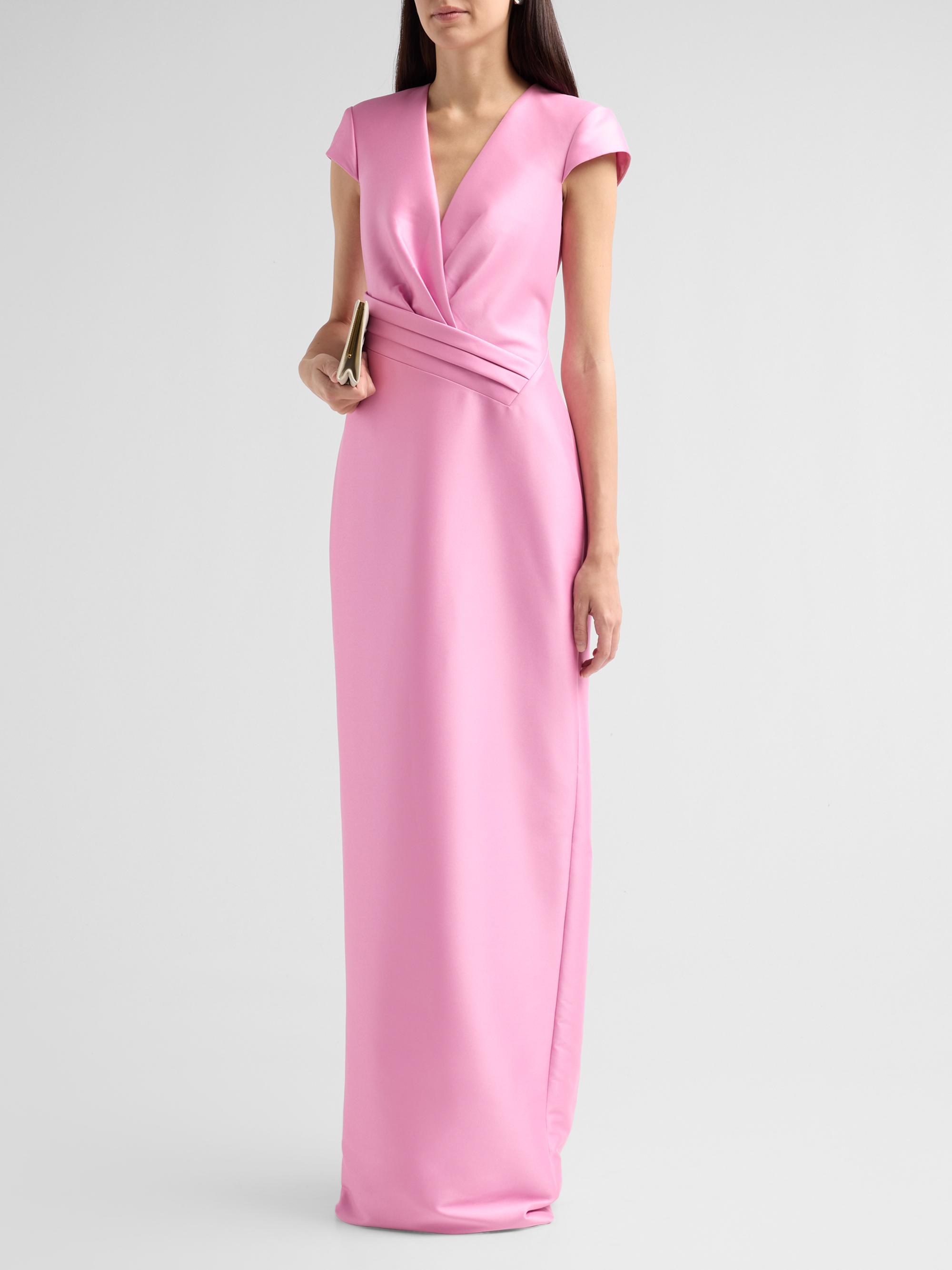 Satin Wrapped-Bodice Column Gown