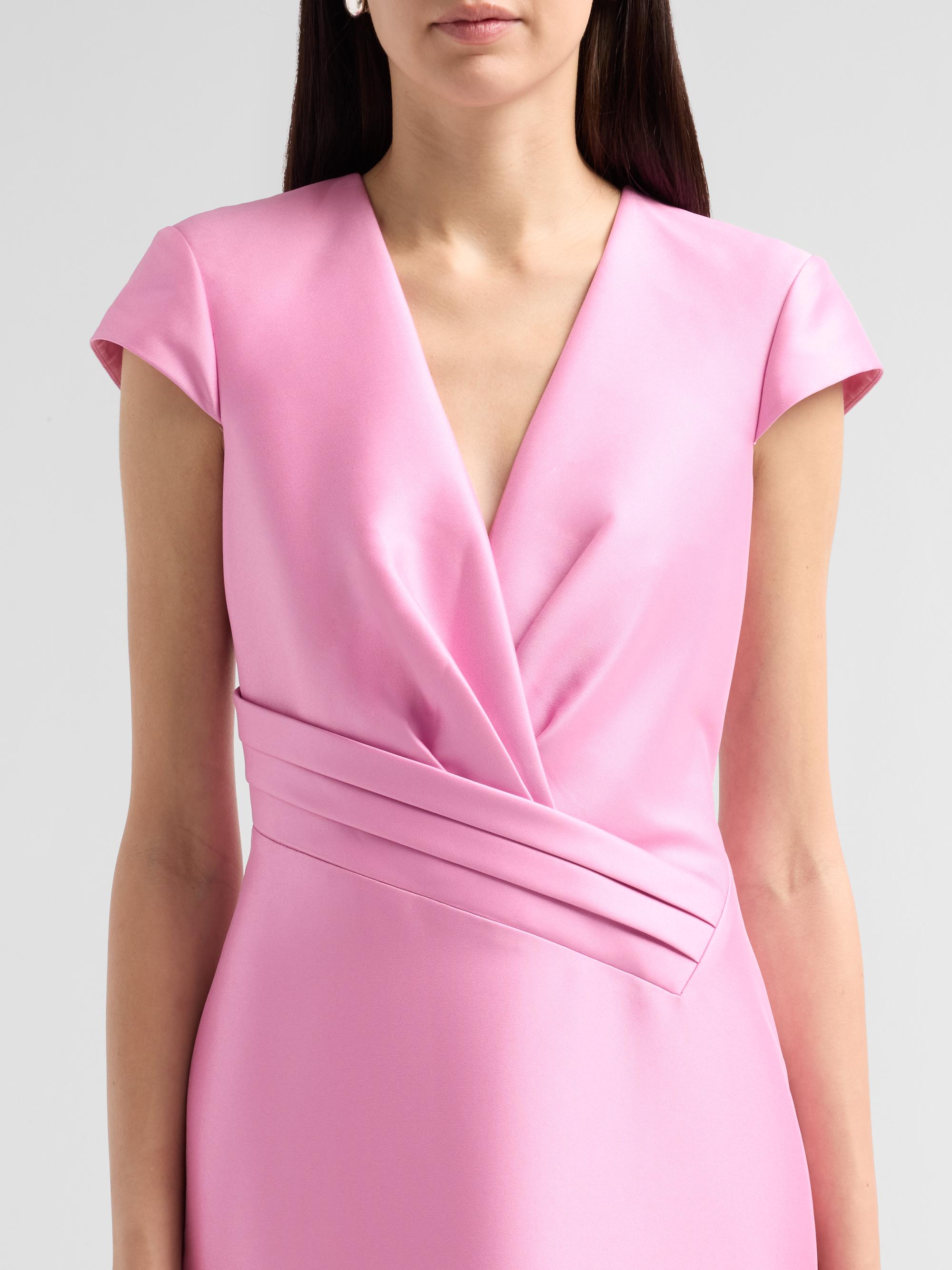 Satin Wrapped-Bodice Column Gown
