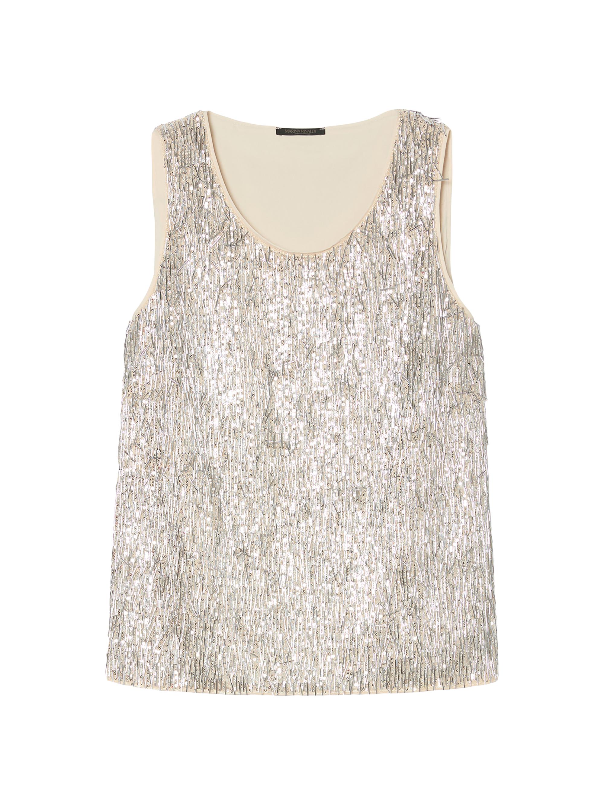 Marina Rinaldi Women's Embroidered Tulle Top - Silver