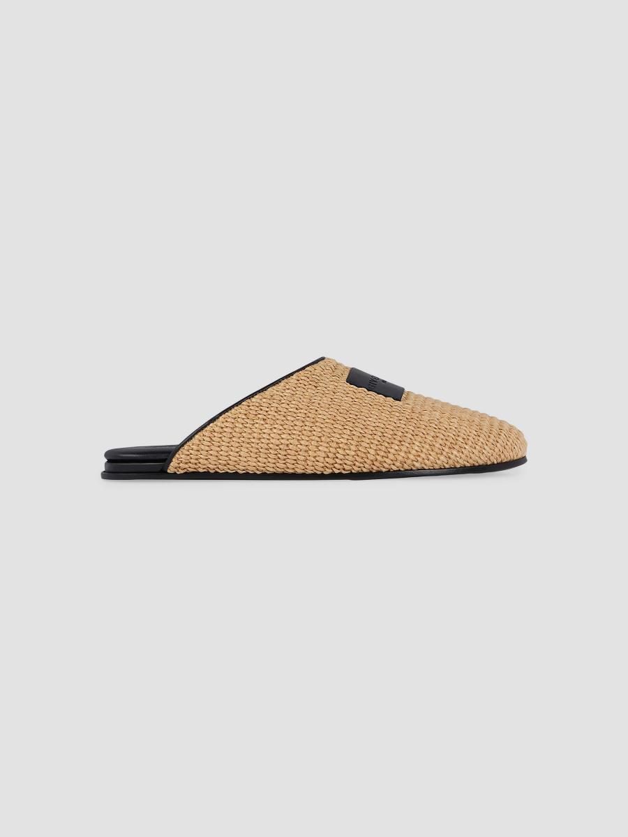 Givenchy Label Raffia-Effect Flat Mules | Saks Fifth Avenue