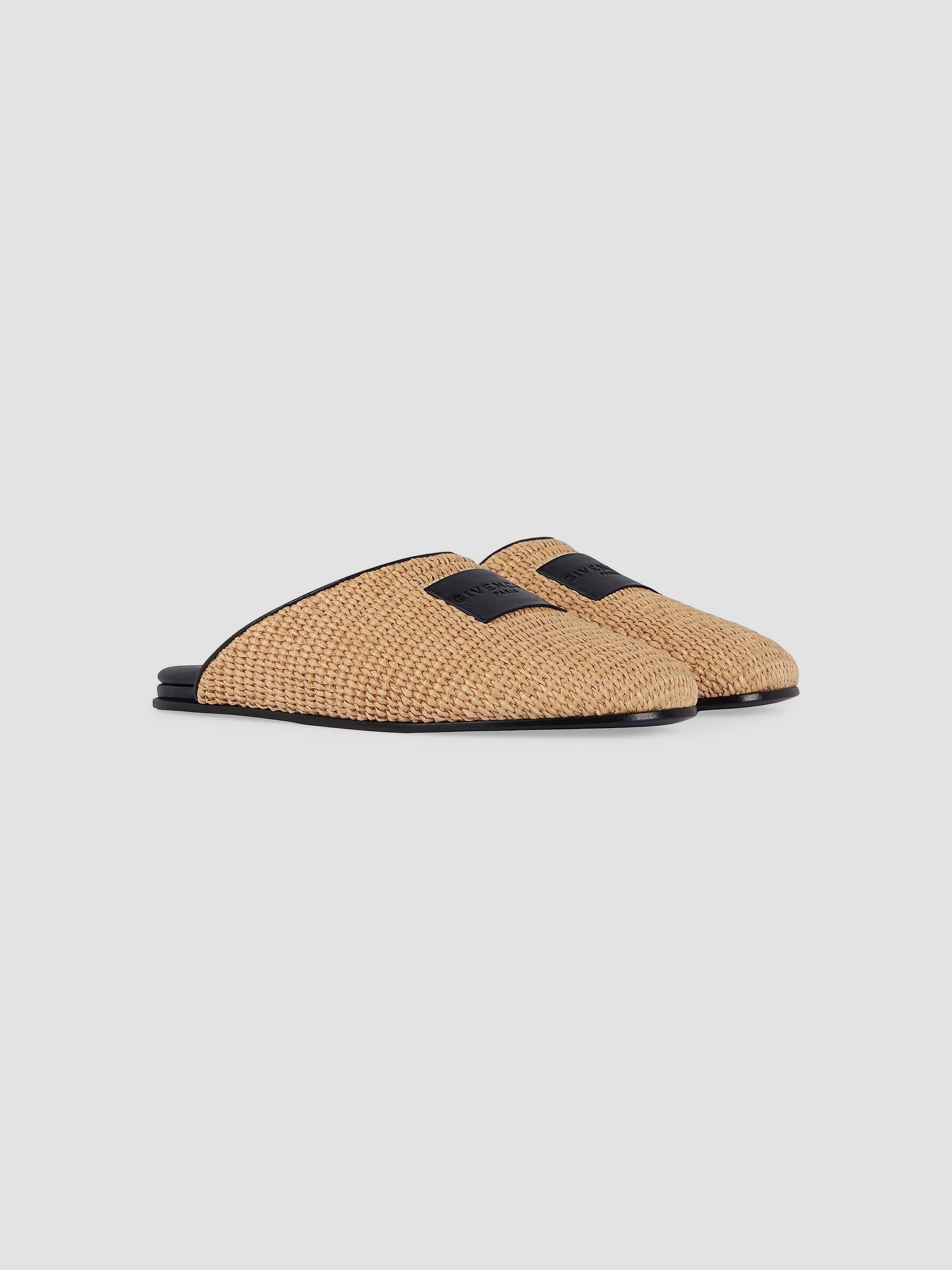 Givenchy Label Raffia-Effect Flat Mules | Saks Fifth Avenue
