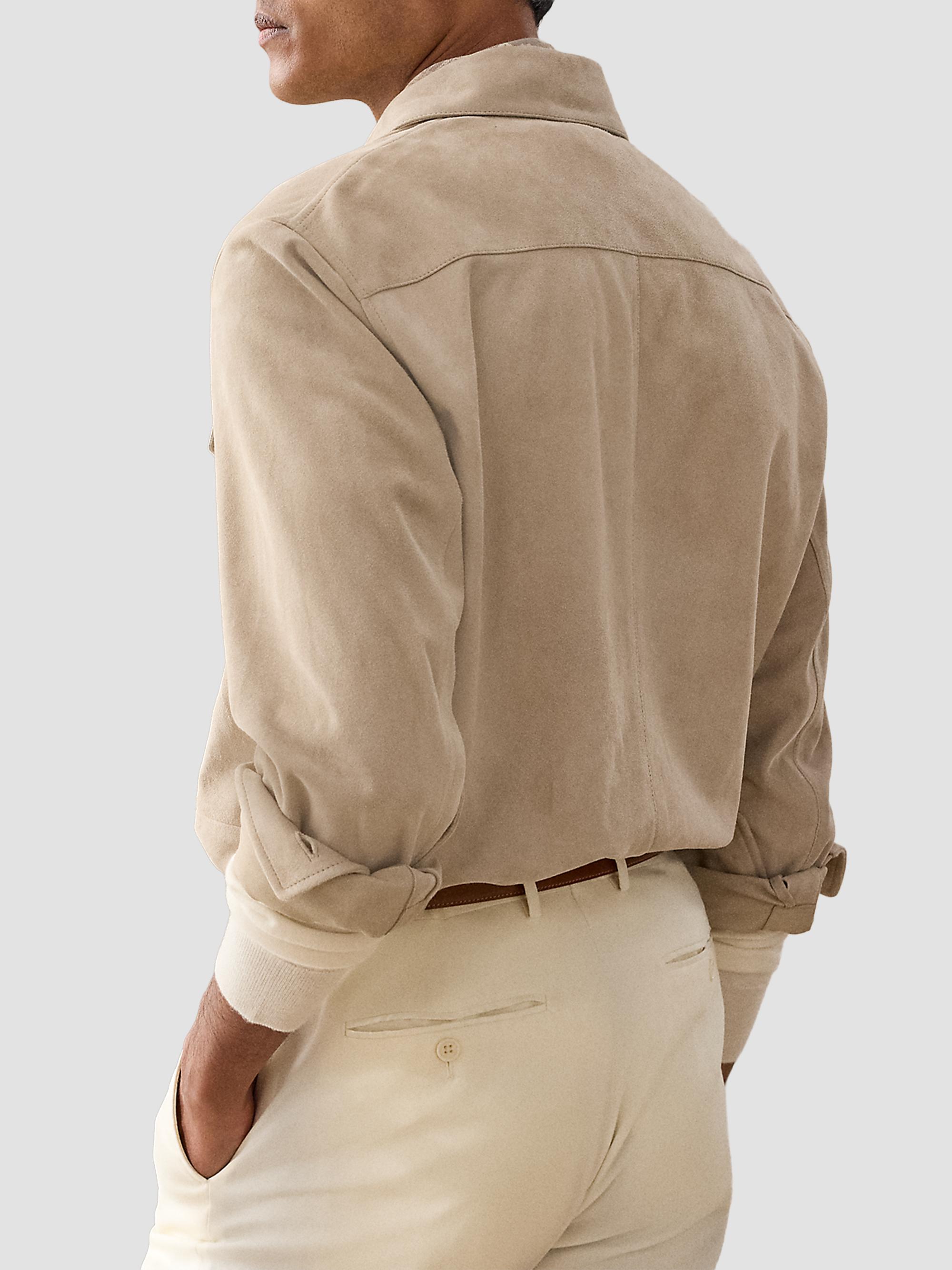 Ralph Lauren Purple Label Men's Desert-Faded Barron-Print Suede Jacket - Clay | Thumbnail 3