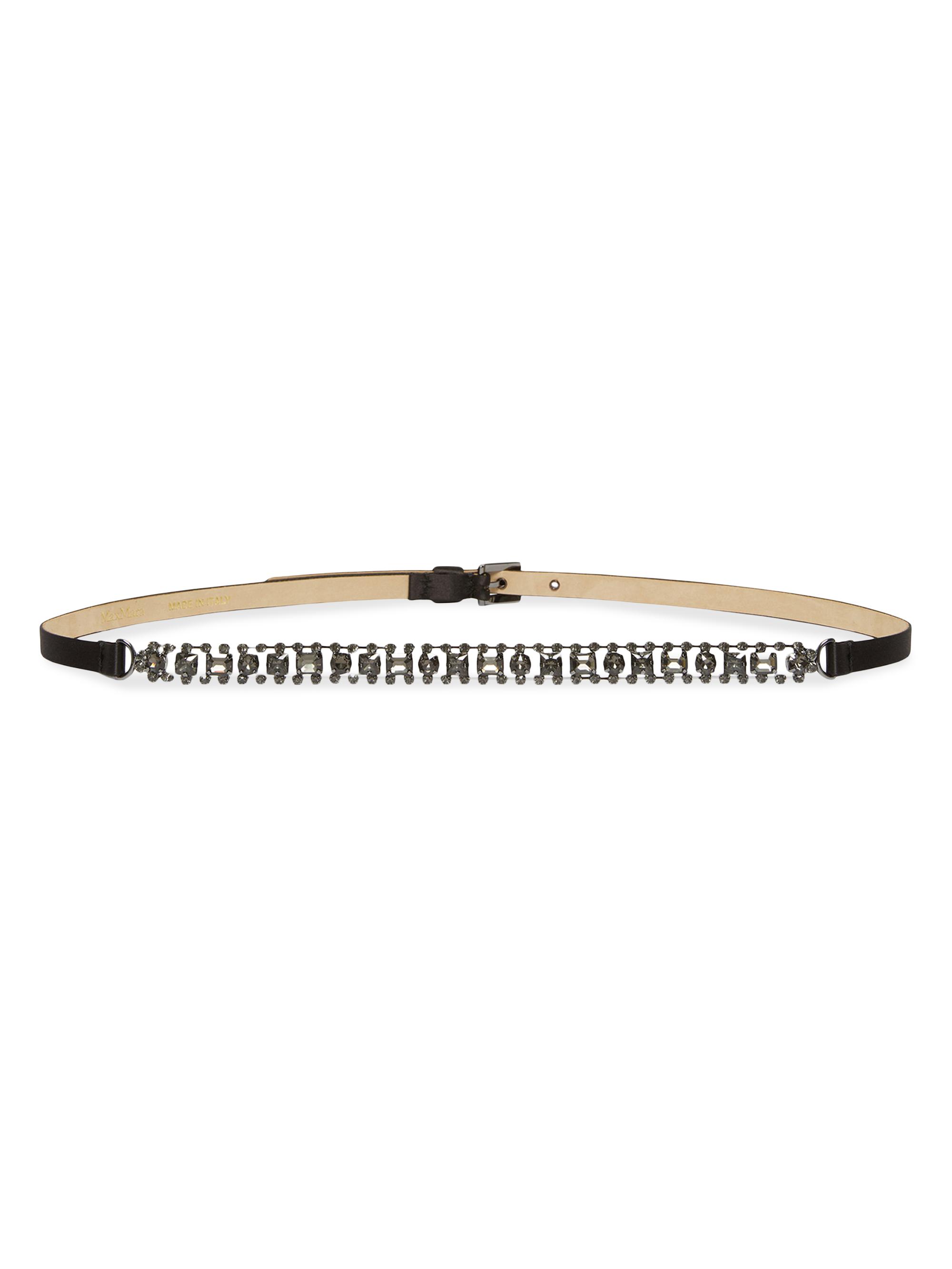 Max Mara Women's Bejewelled Satin Belt - Black