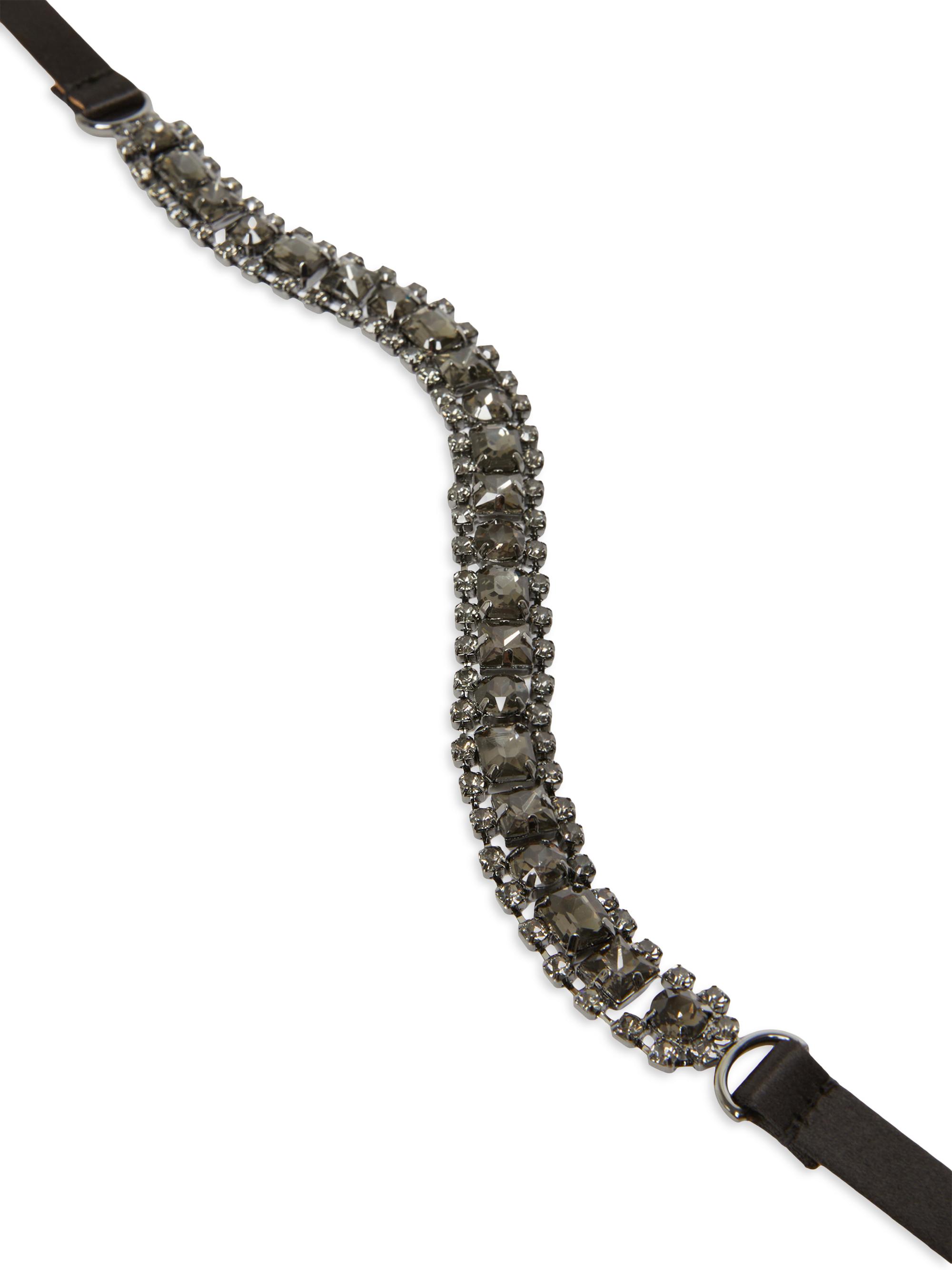 Max Mara Women's Bejewelled Satin Belt - Black | Thumbnail 4